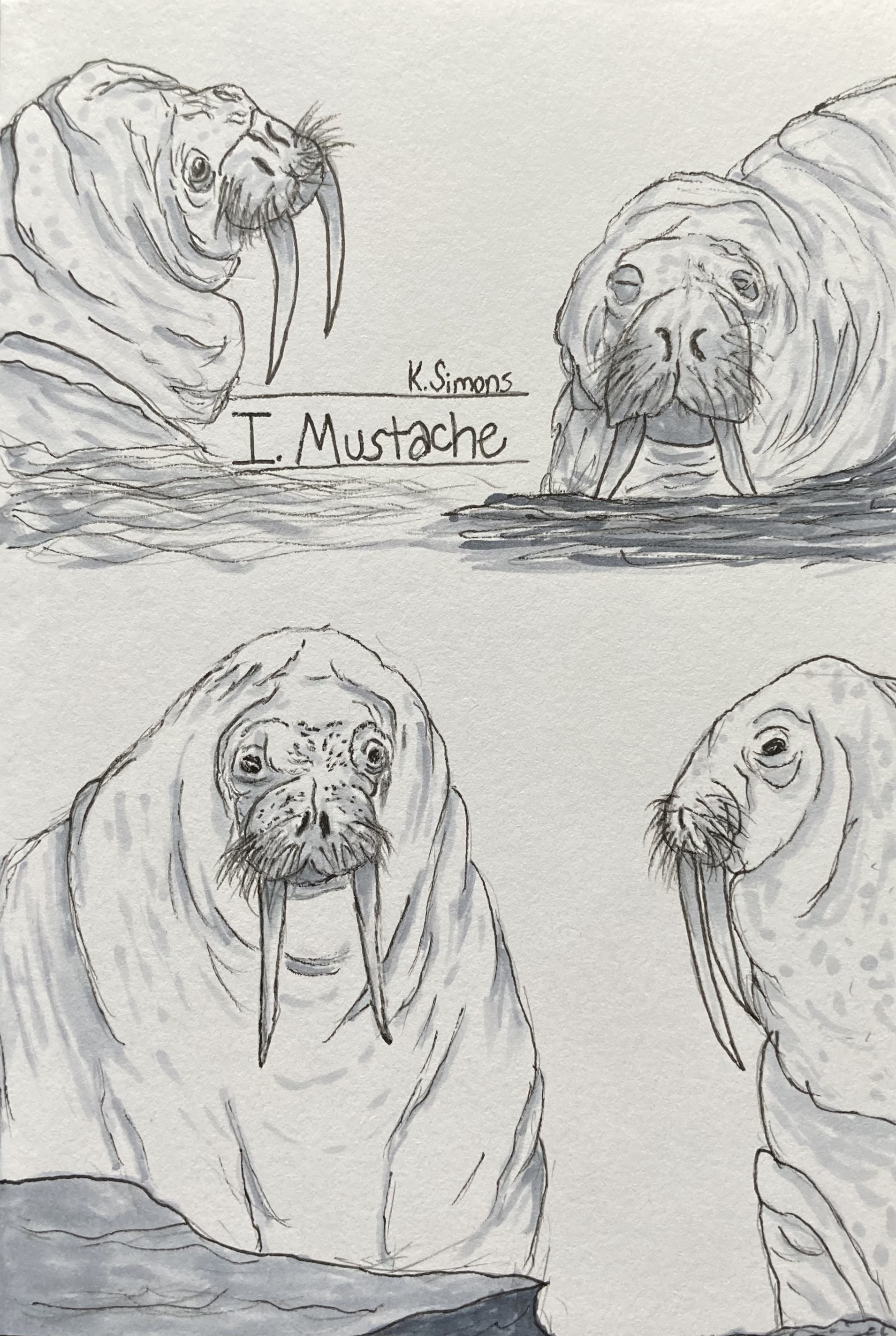 Mustache (Pen, pencil & marker on paper, 4x6 inches, October 2025)