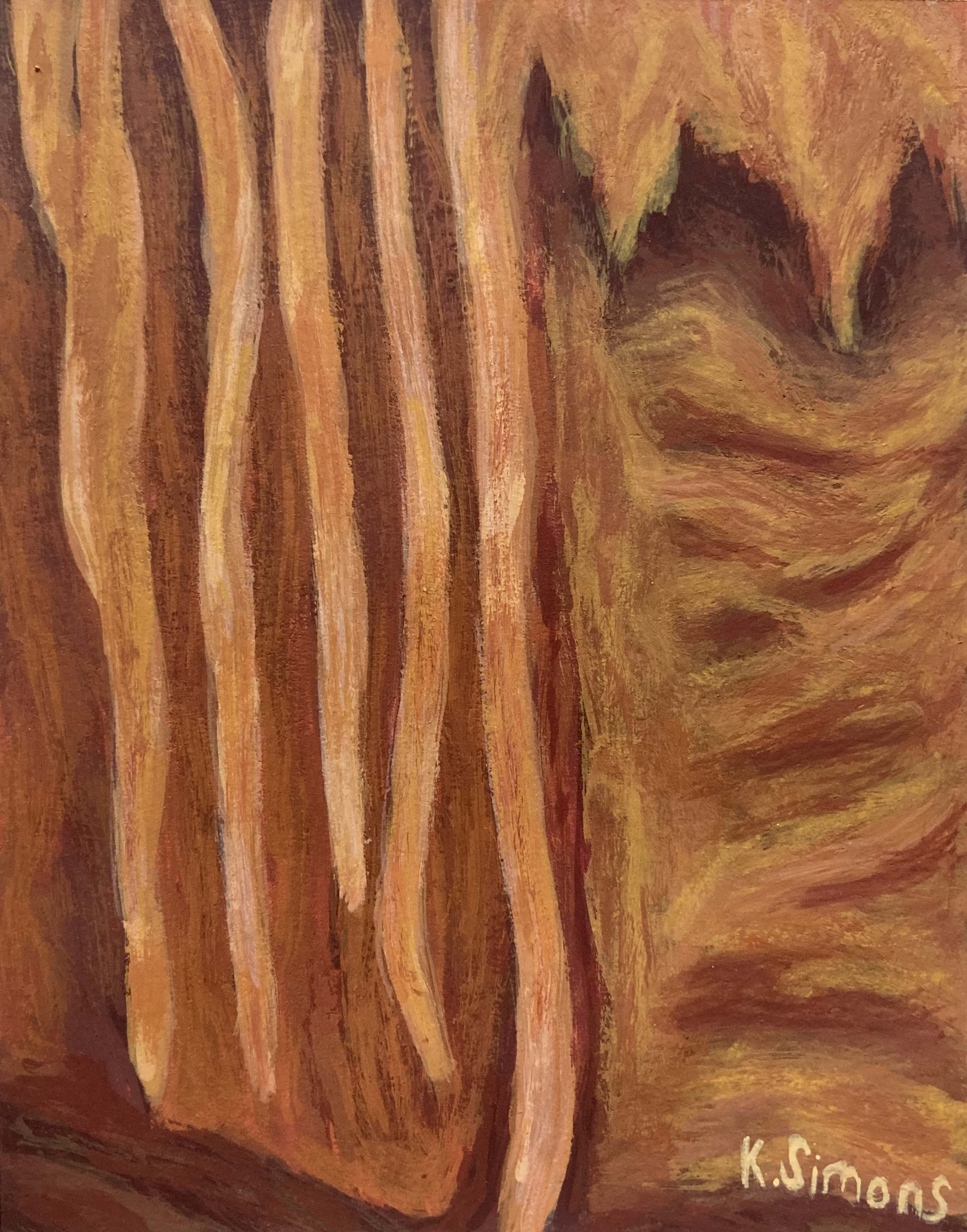 Minerals Dripping Down the Wall (Gouache on paper, 3x3.75 inches, March 2024)