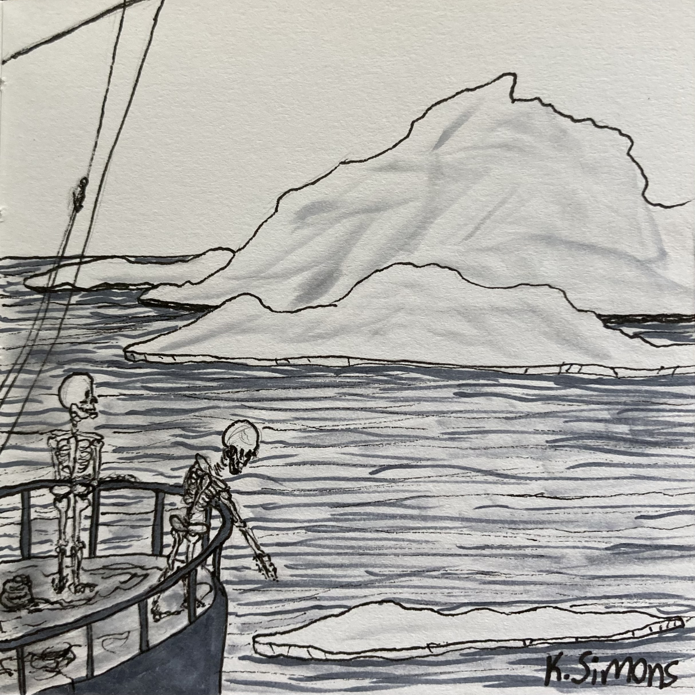 Expedition (Pen, marker & pencil on paper, 3.75x3.75 inches, October 2024)