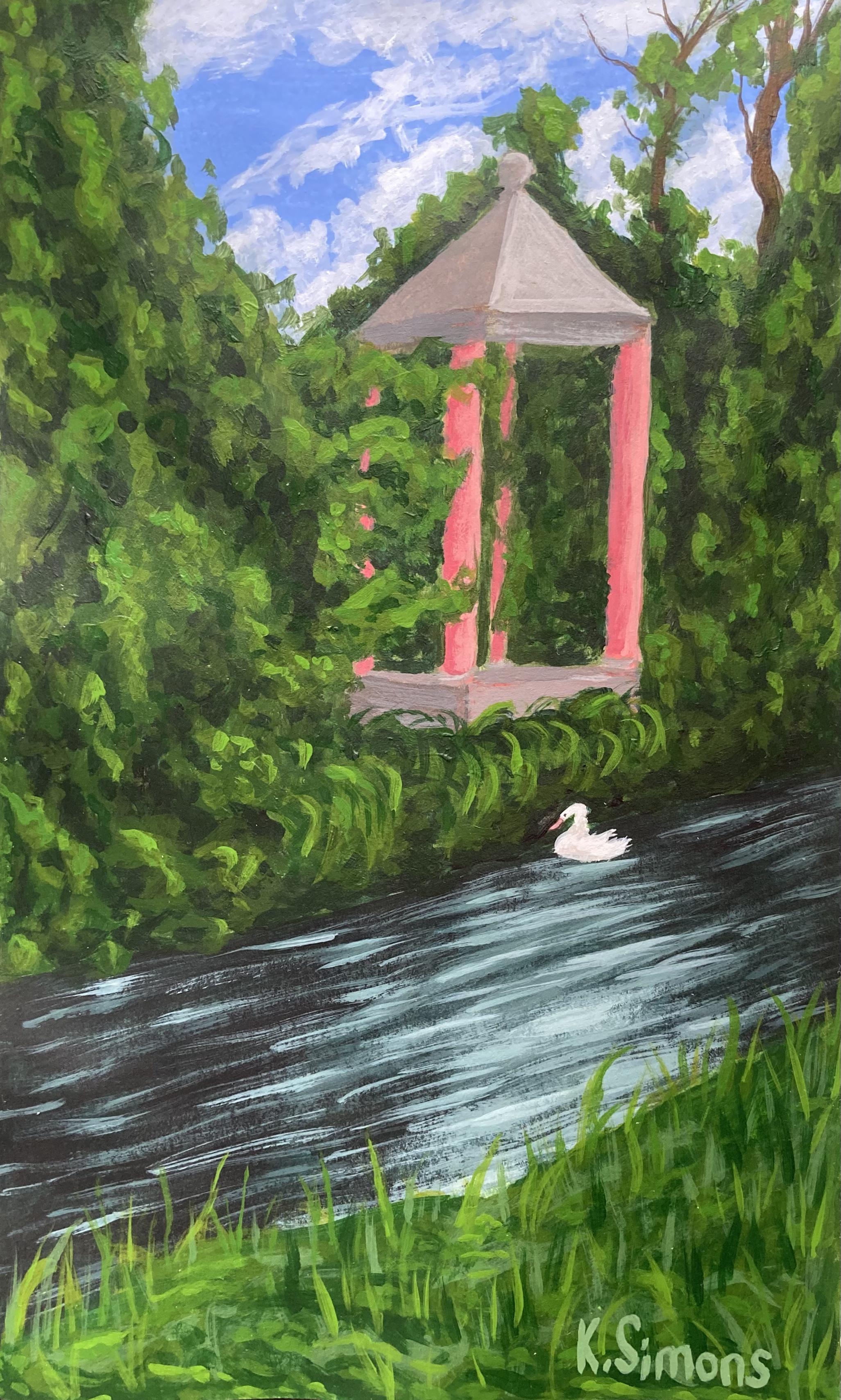 Waiting Swan (Acrylic on paper, 5x8 inches, September 2025)