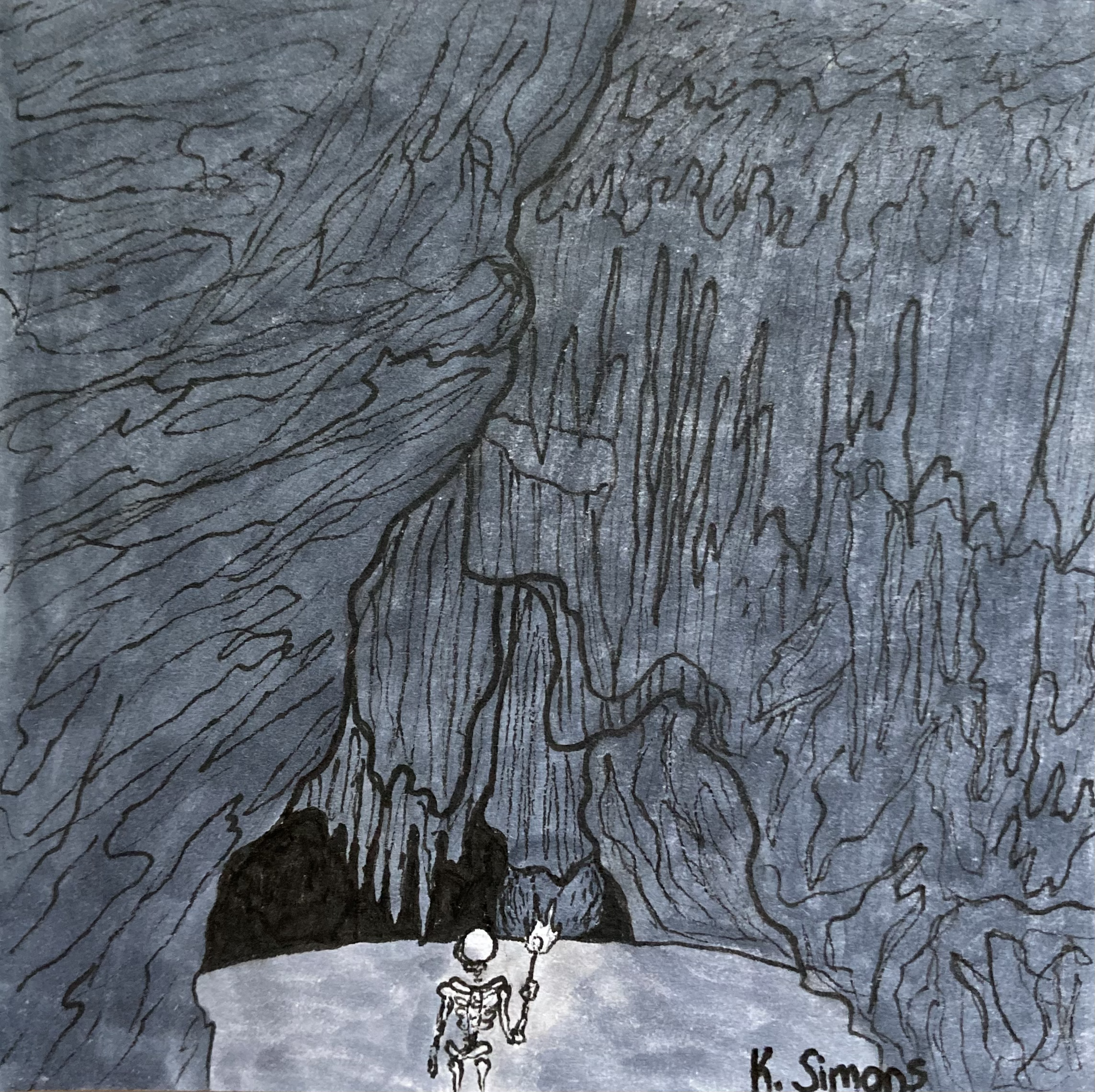 Uncharted (Pen, pencil & marker on paper, 3.75x3.75 inches, October 2024)