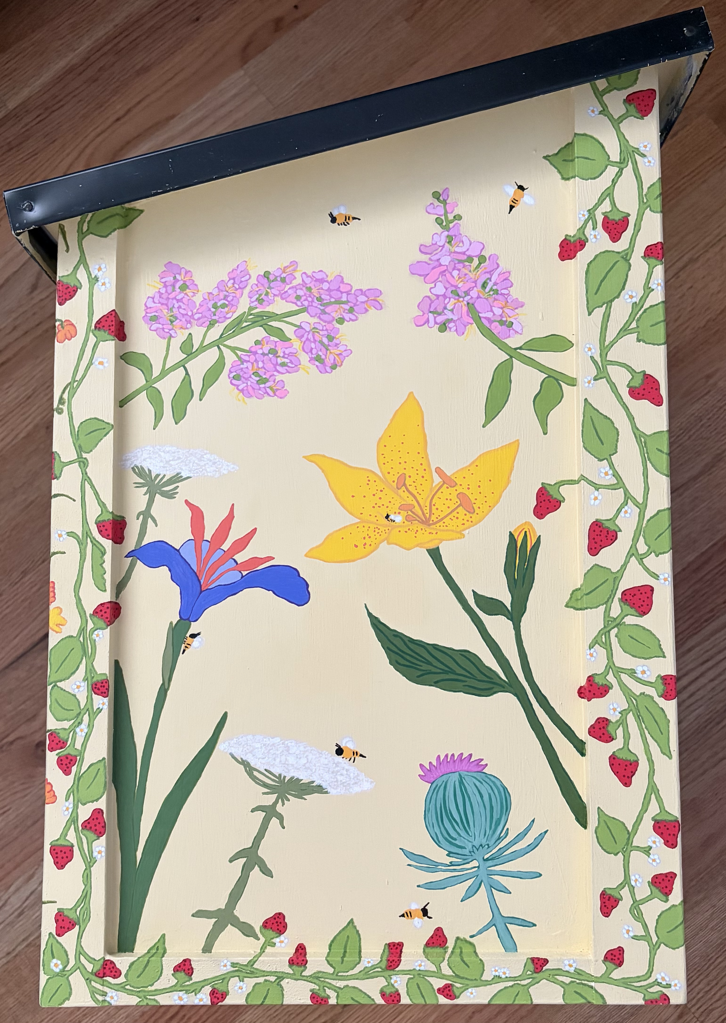 Little Free Library - Side 3 (Acrylic paint marker on wood, approx. 14x18 and 14x22 inches, July & August 2026)