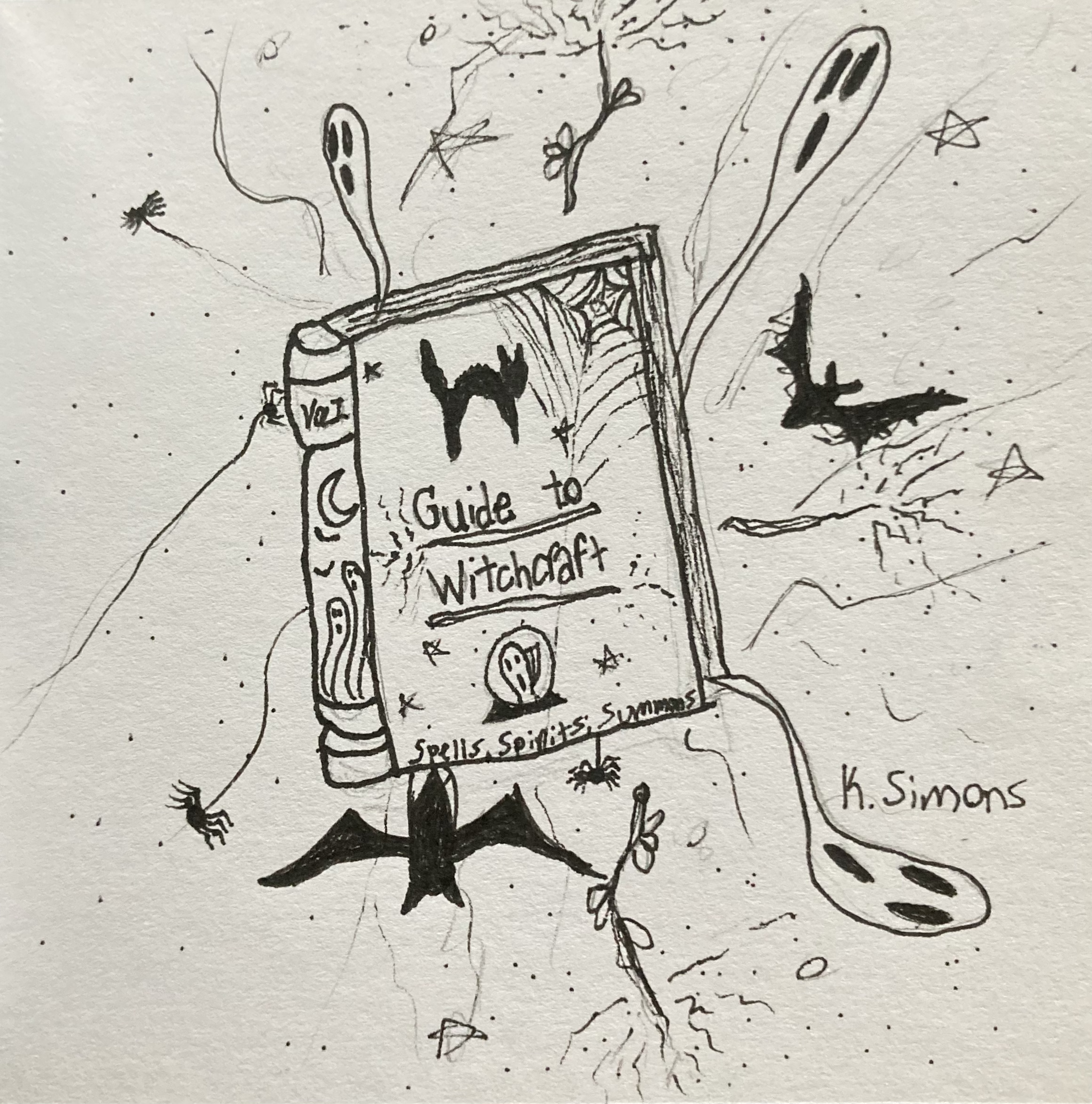Guidebook (Pen and pencil on paper, 3.75x3.75 inches, October 2024)