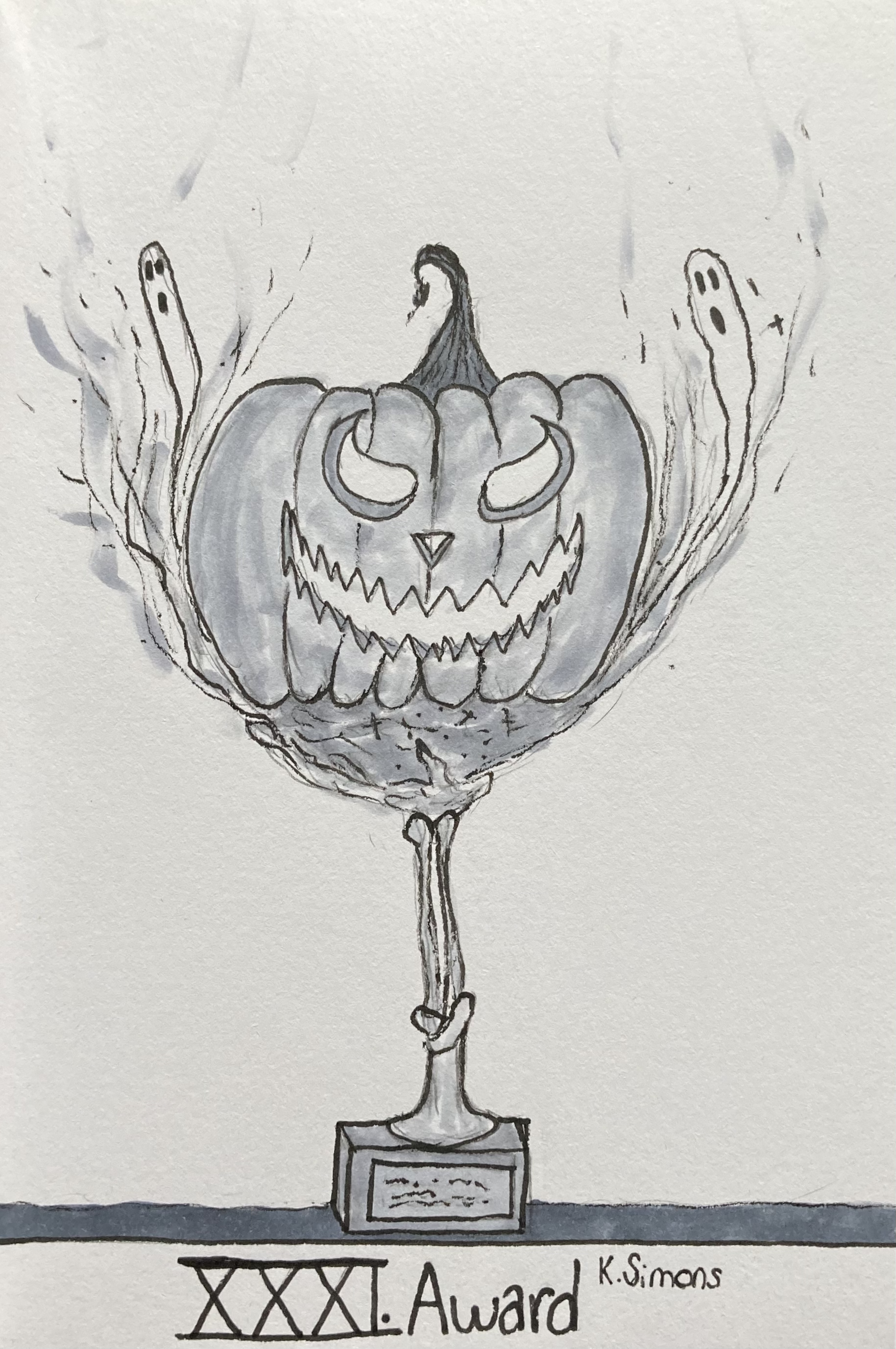 Award (Pen, pencil & marker on paper, 4x6 inches, October 2025)