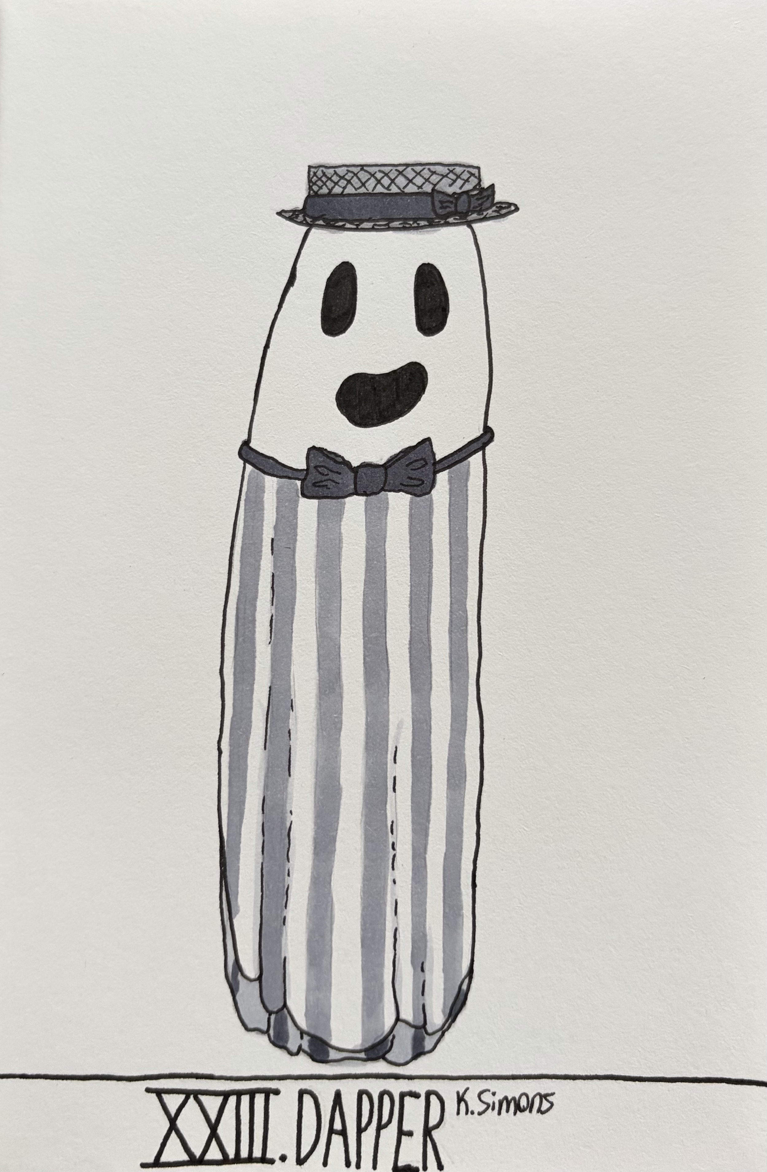 Dapper (Pen, pencil & marker on paper, 4x6 inches, October 2026)