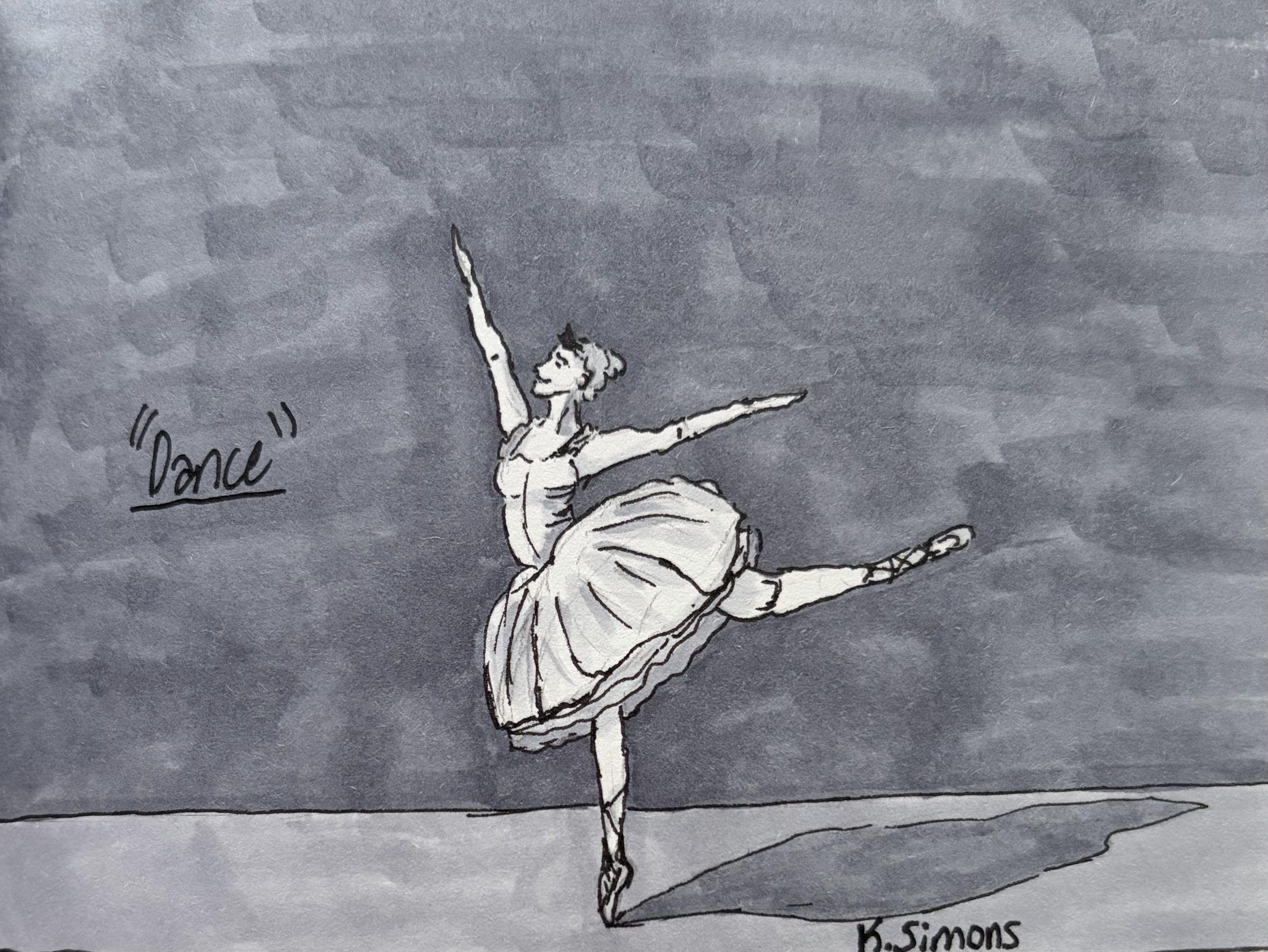 Inktober 52 #39: Dance (Pen, pencil & marker on paper, 4x3 inches, September 2026)