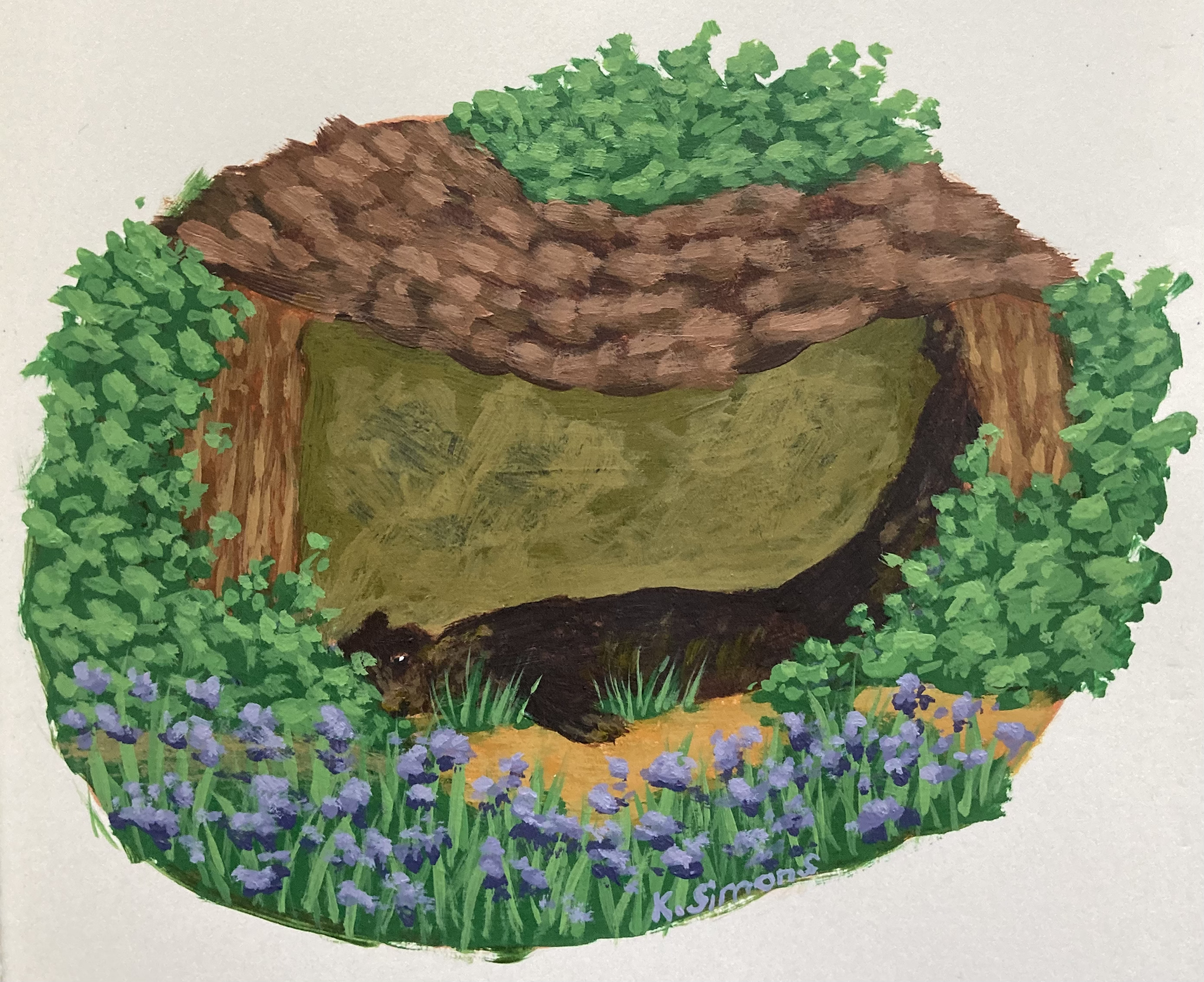 Sassy Bear (Acrylic on paper, approx. 4.5x3.5 inches, March 2026)