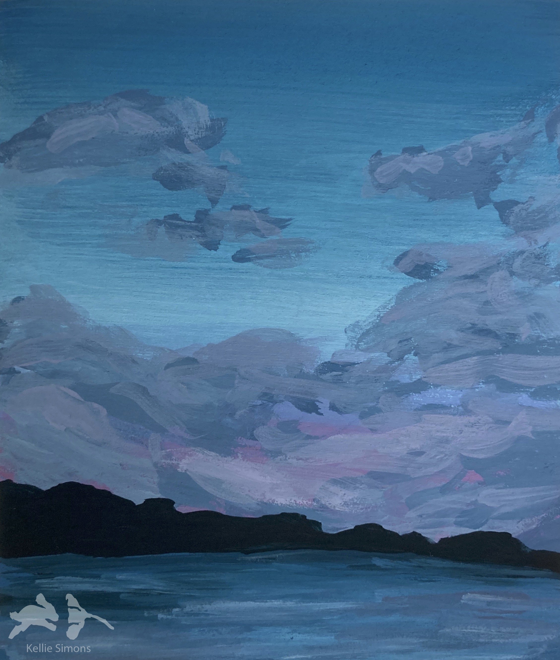 Hiking (Gouache on paper, 3.25x3.75 inches, July 2022)