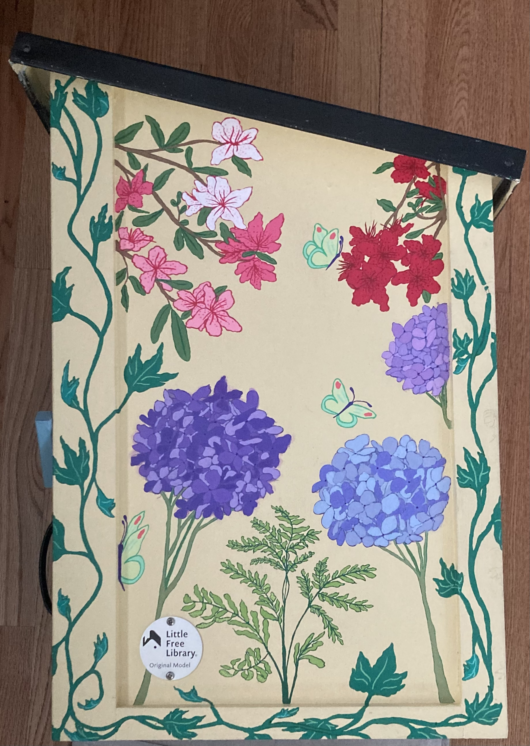 Little Free Library - Side 1 (Acrylic paint marker on wood, approx. 14x18 and 14x22 inches, May 2026)