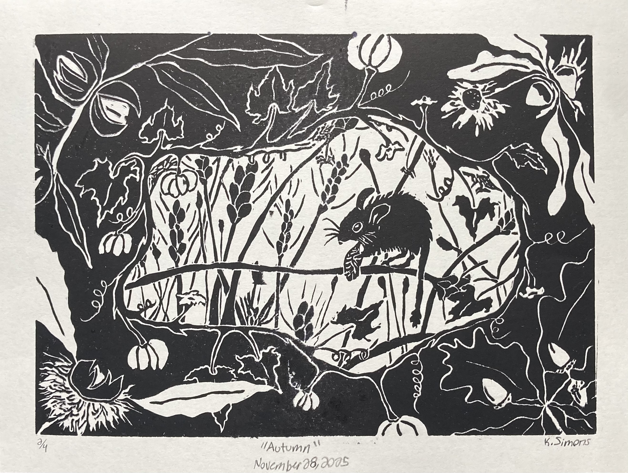 Autumn (Ink on paper, 7x5 inches, 8x6 inches total, November 2025)