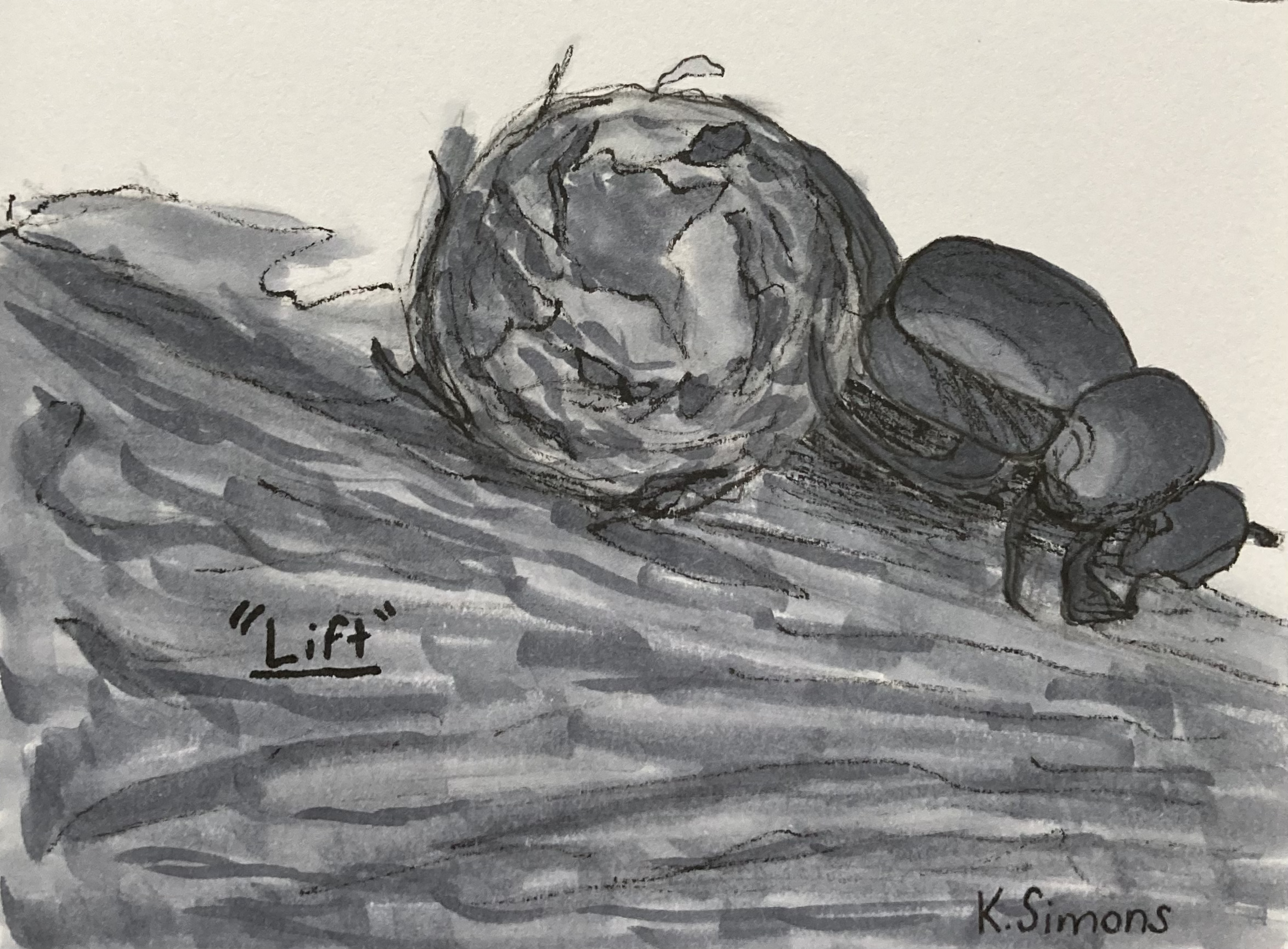 Inktober 52 #10: Lift (Pen, pencil & marker on paper, 4x3 inches, March 2026)