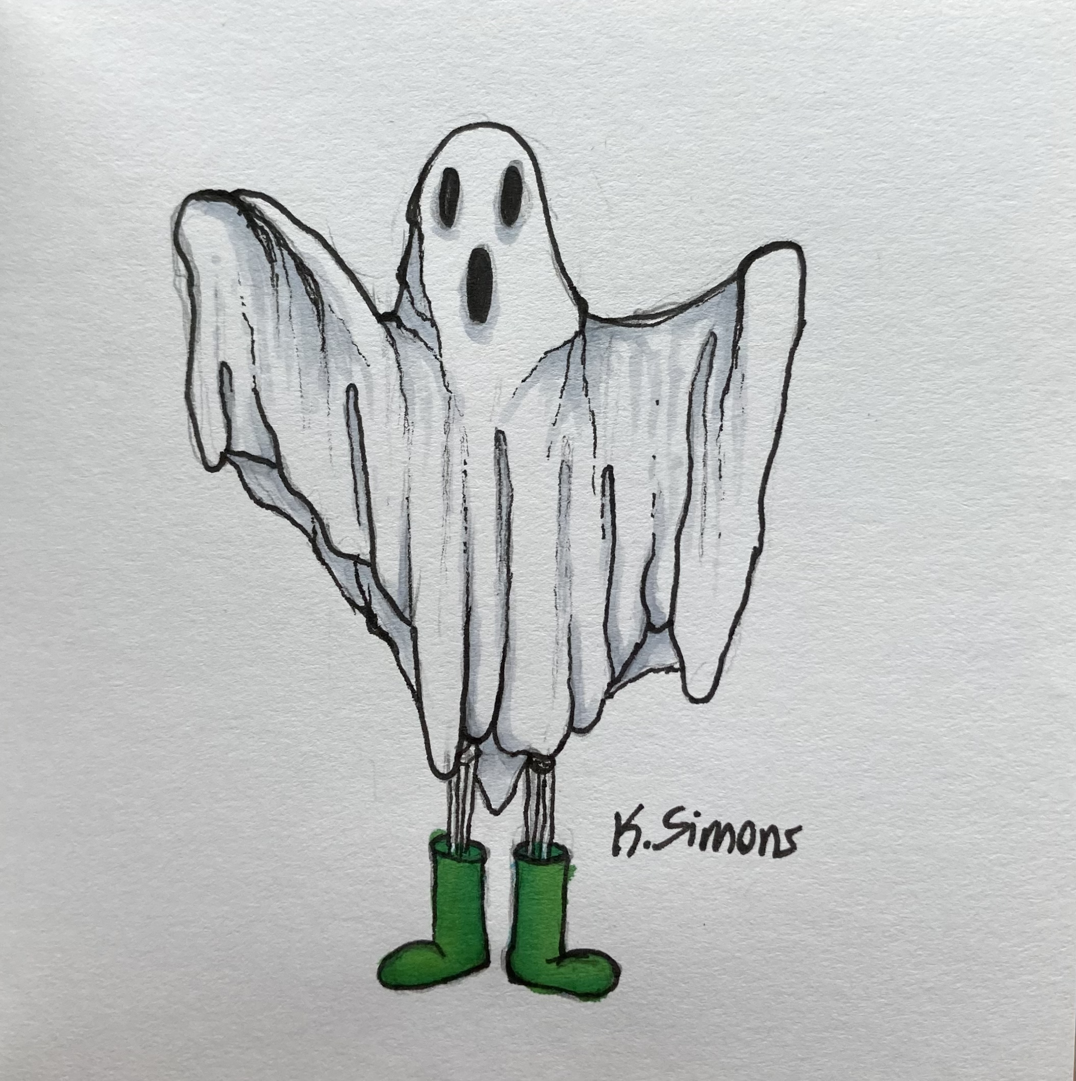 Boots (Pen, ink, marker & pencil on paper, 3.75x3.75 inches, October 2024)