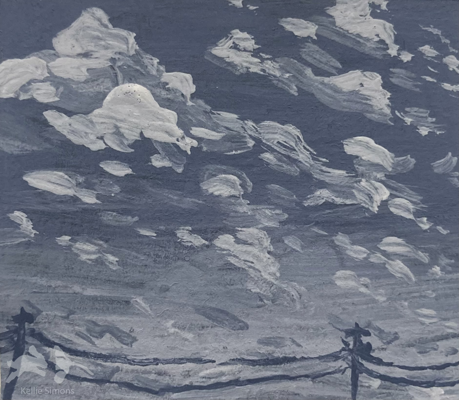 Cloudy Sky (Gouache on paper, 1.75x1.5 inches, February 2026)