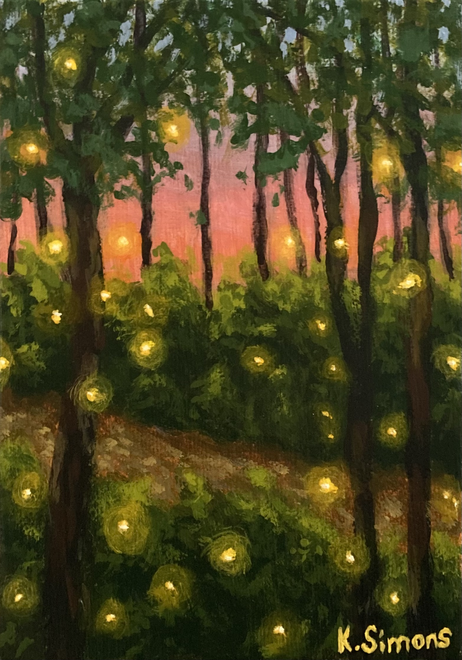 Lovers' Lane (Acrylic on canvas, 5x7 inches, February 2026)
