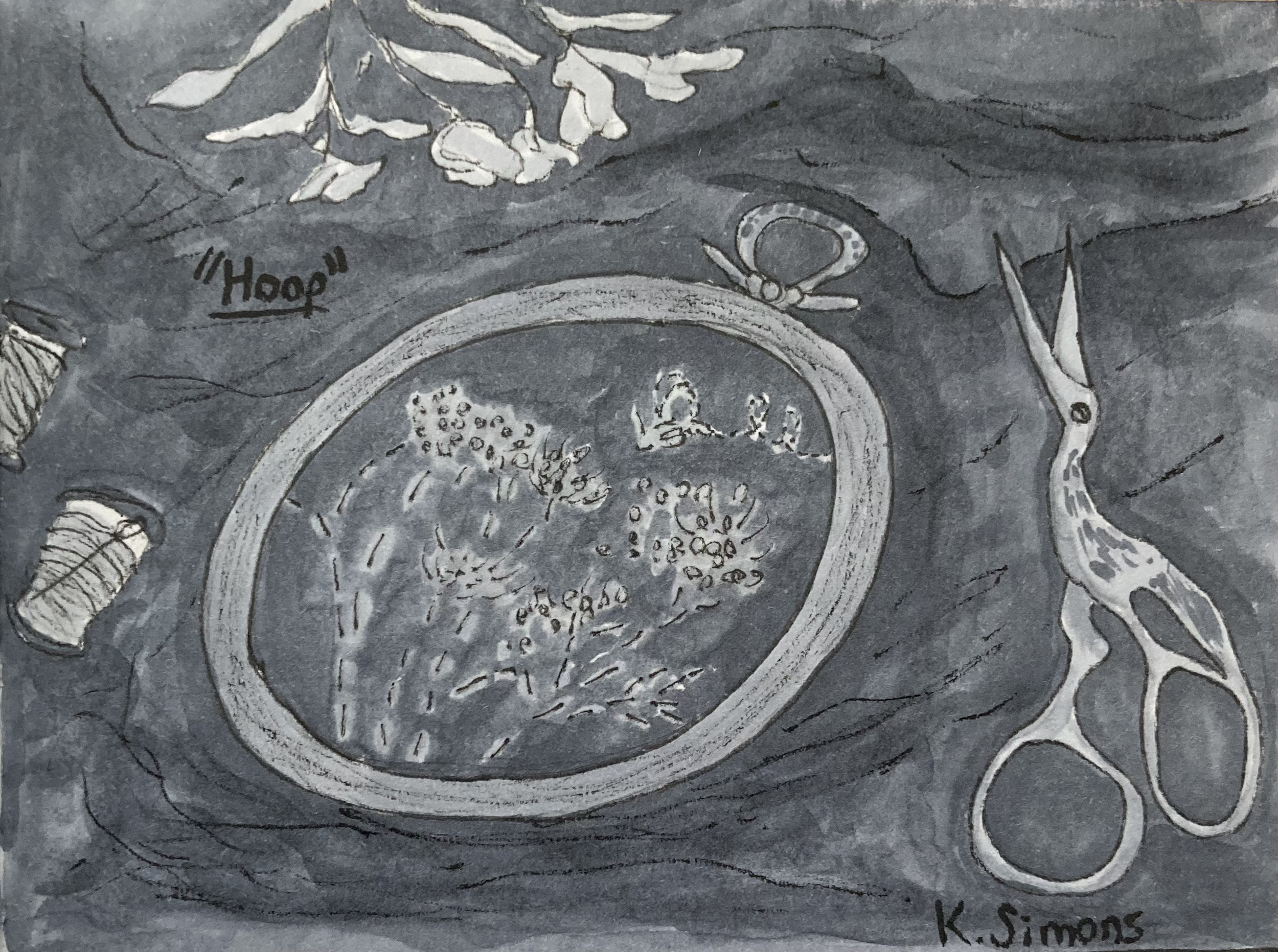 Inktober 52 #15: Hoop (Pen, pencil & marker on paper, 4x3 inches, April 2026)