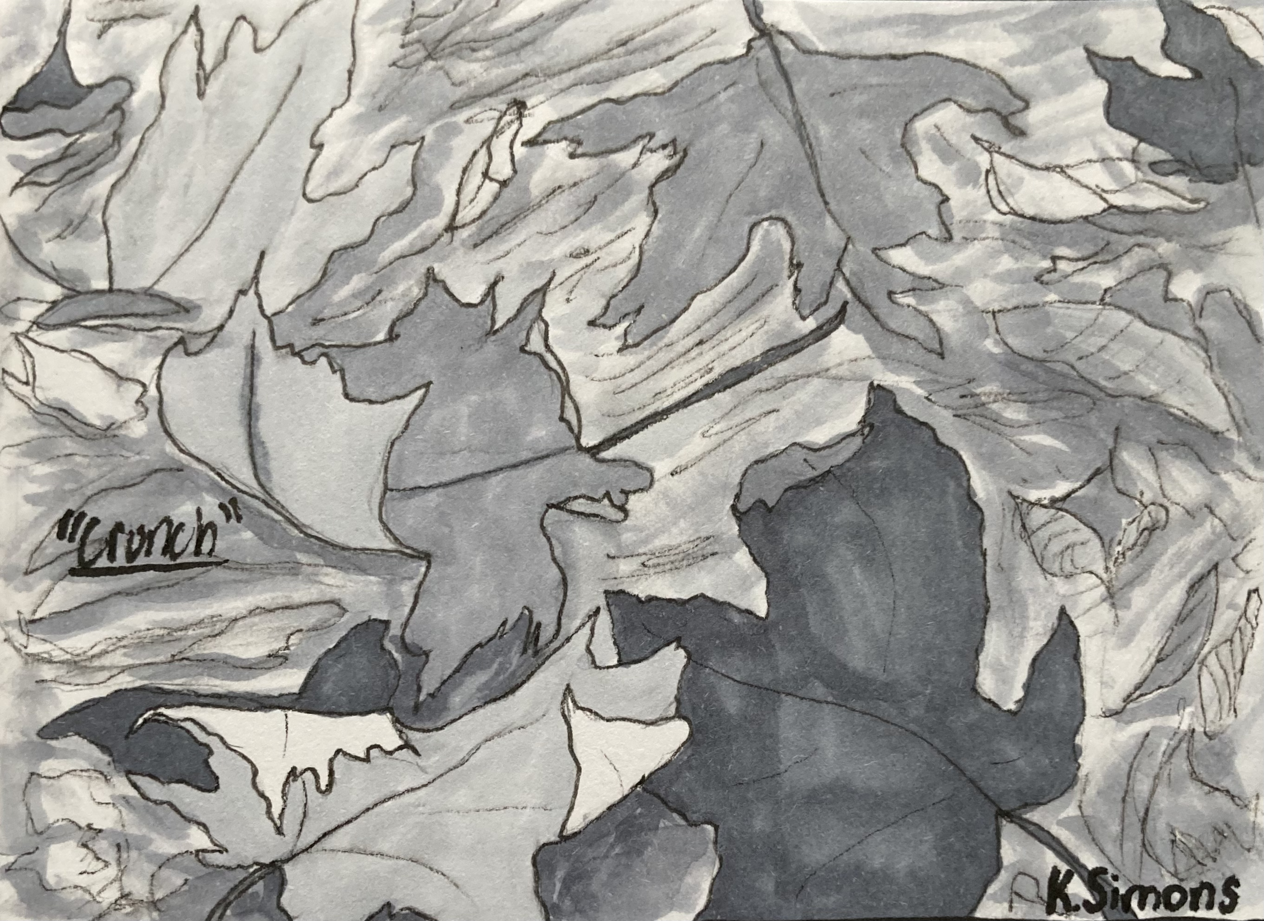 Crunch (Pen, pencil & marker on paper, 4x3 inches, January & February 2026)