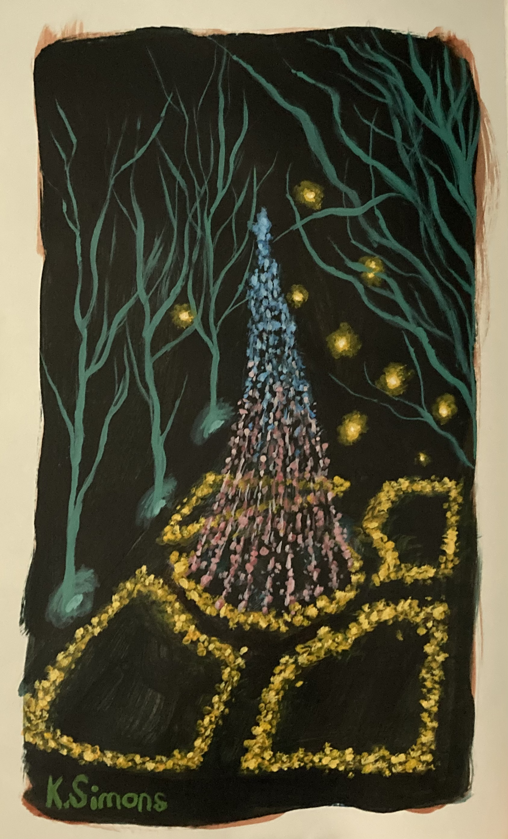 Luminescent Garden (Acrylic on paper, 4x7 inches, February 2026)