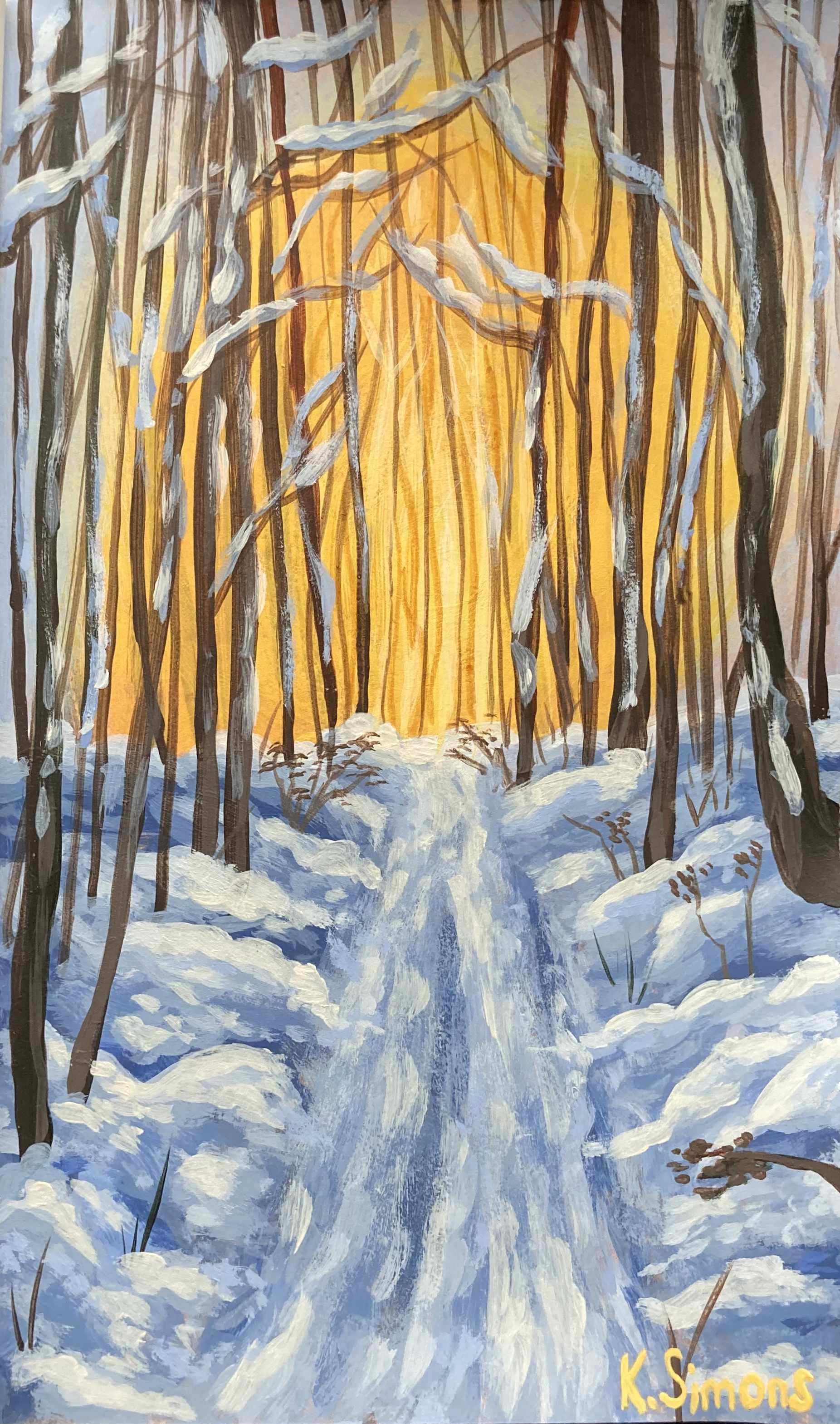Winter Wonderland (Acrylic on paper, 5x8 inches, December 2025)