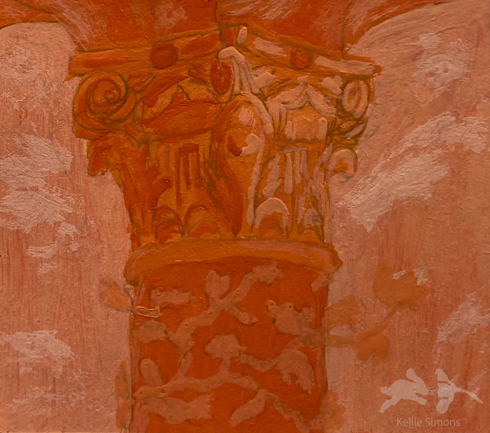 Column (Gouache on paper, 2x1.75 inches, June 2025)