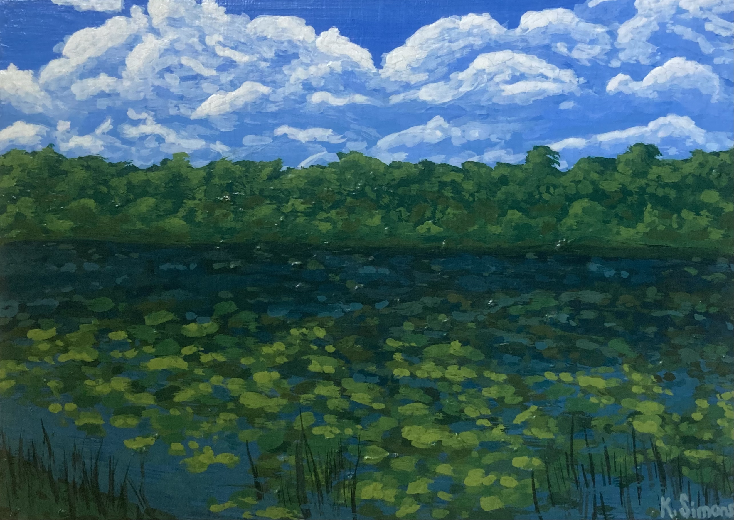 Picturesque Day at Patuxent (Gouache on board, 7x5 inches, June 2024)
