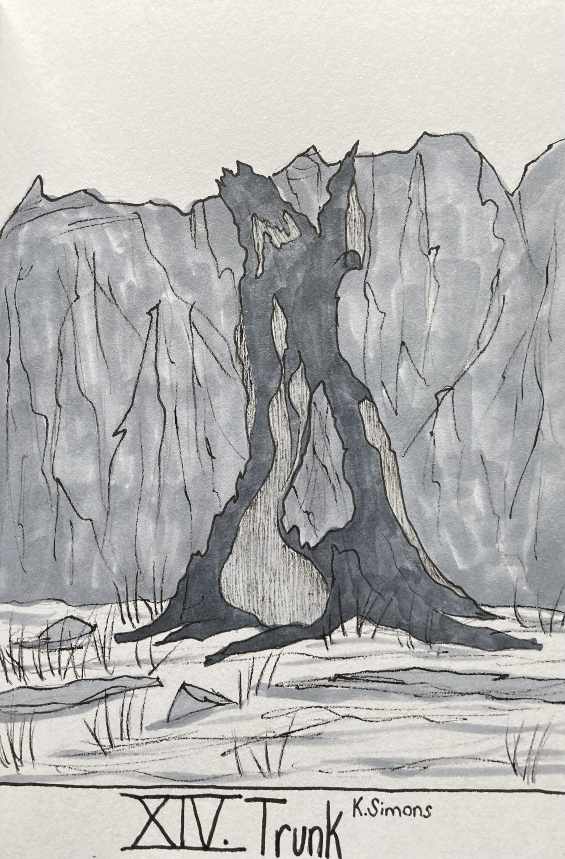 Trunk (Pen, pencil & marker on paper, 4x6 inches, October 2025)