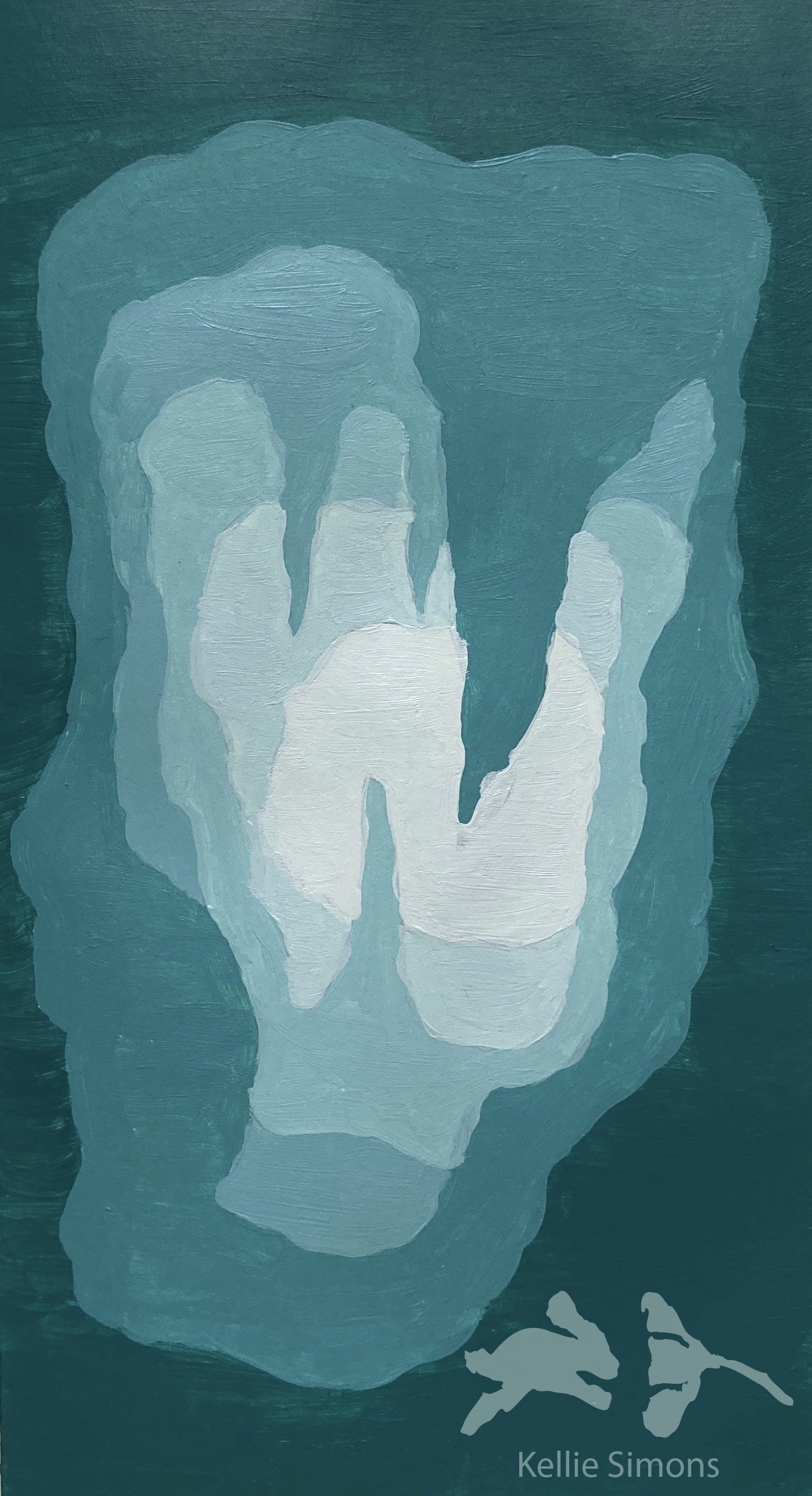 Cobalt Turquoise Cave (Acrylic on paper, 4x7 inches, April 2021)