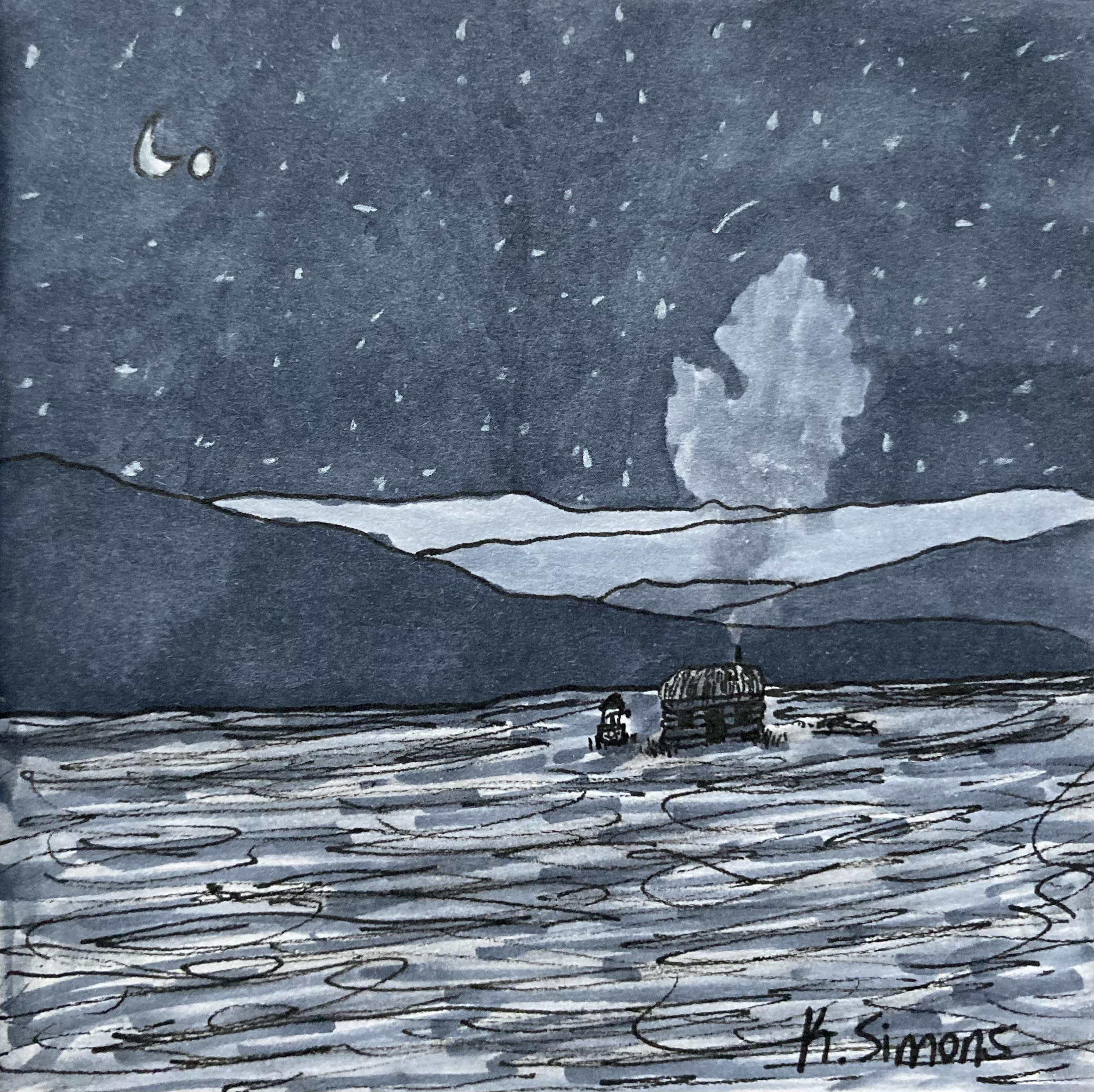 Remote (Pen, marker & pencil on paper, 3.75x3.75 inches, October 2024)