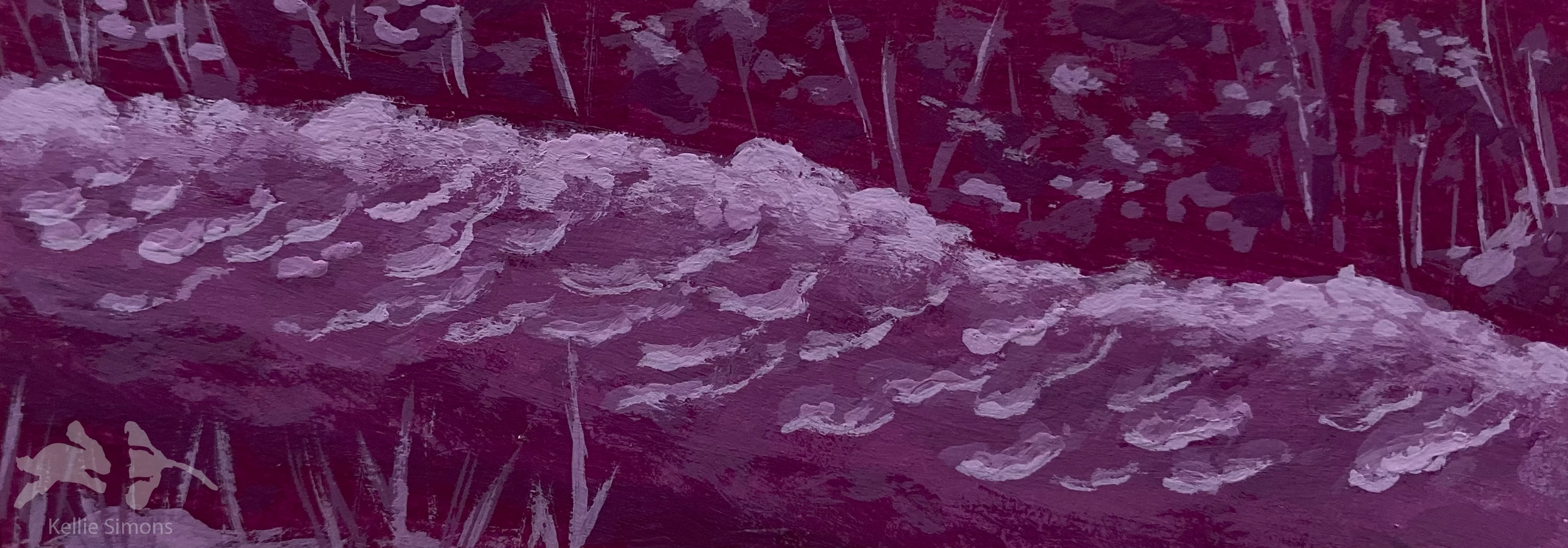 Mushroom Log (Gouache on paper, 3.75x1.5 inches, February 2025)