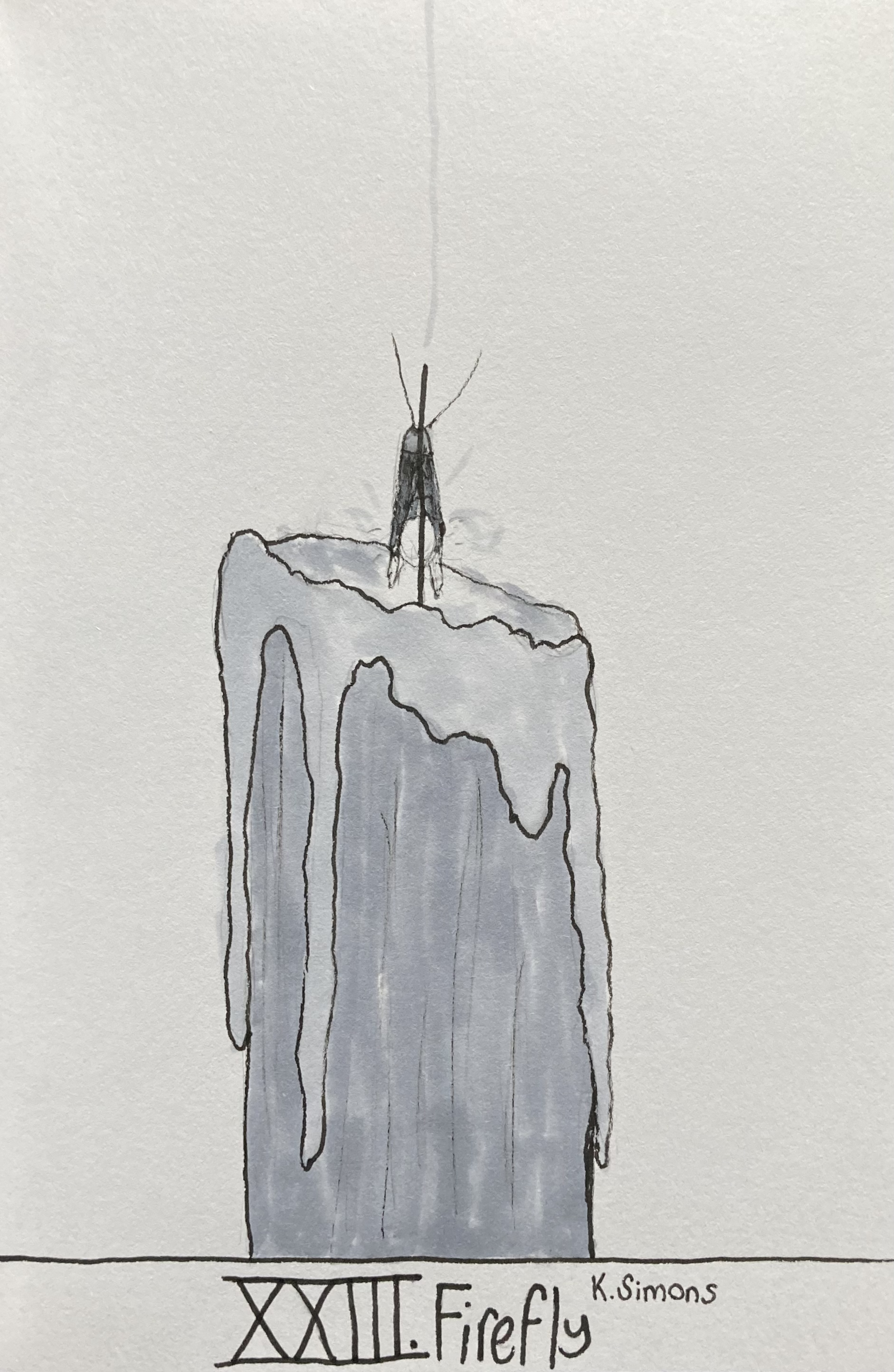 Firefly (Pen, pencil & marker on paper, 4x6 inches, October 2025)
