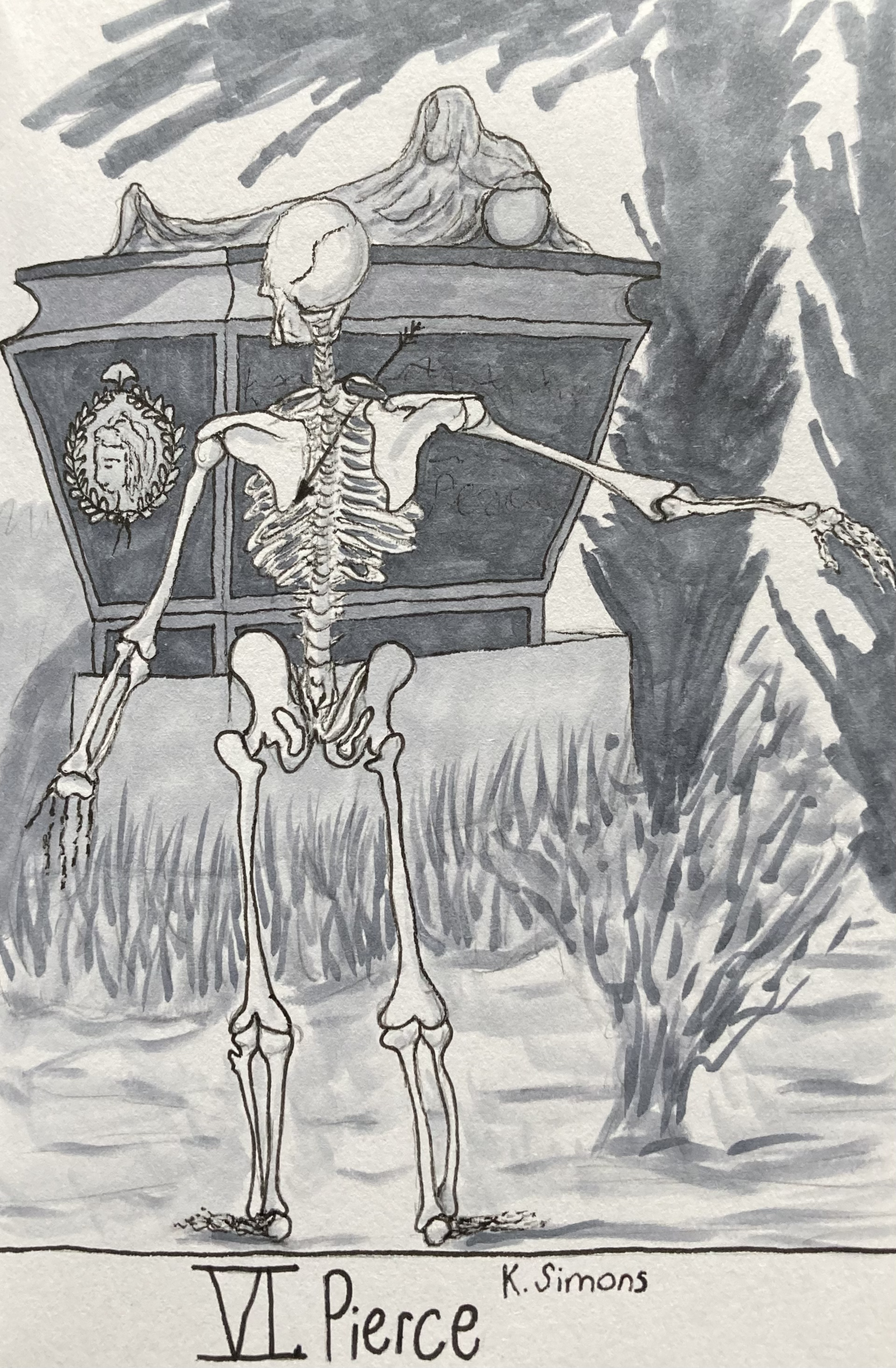 Pierce (Pen, pencil & marker on paper, 4x6 inches, October 2025)