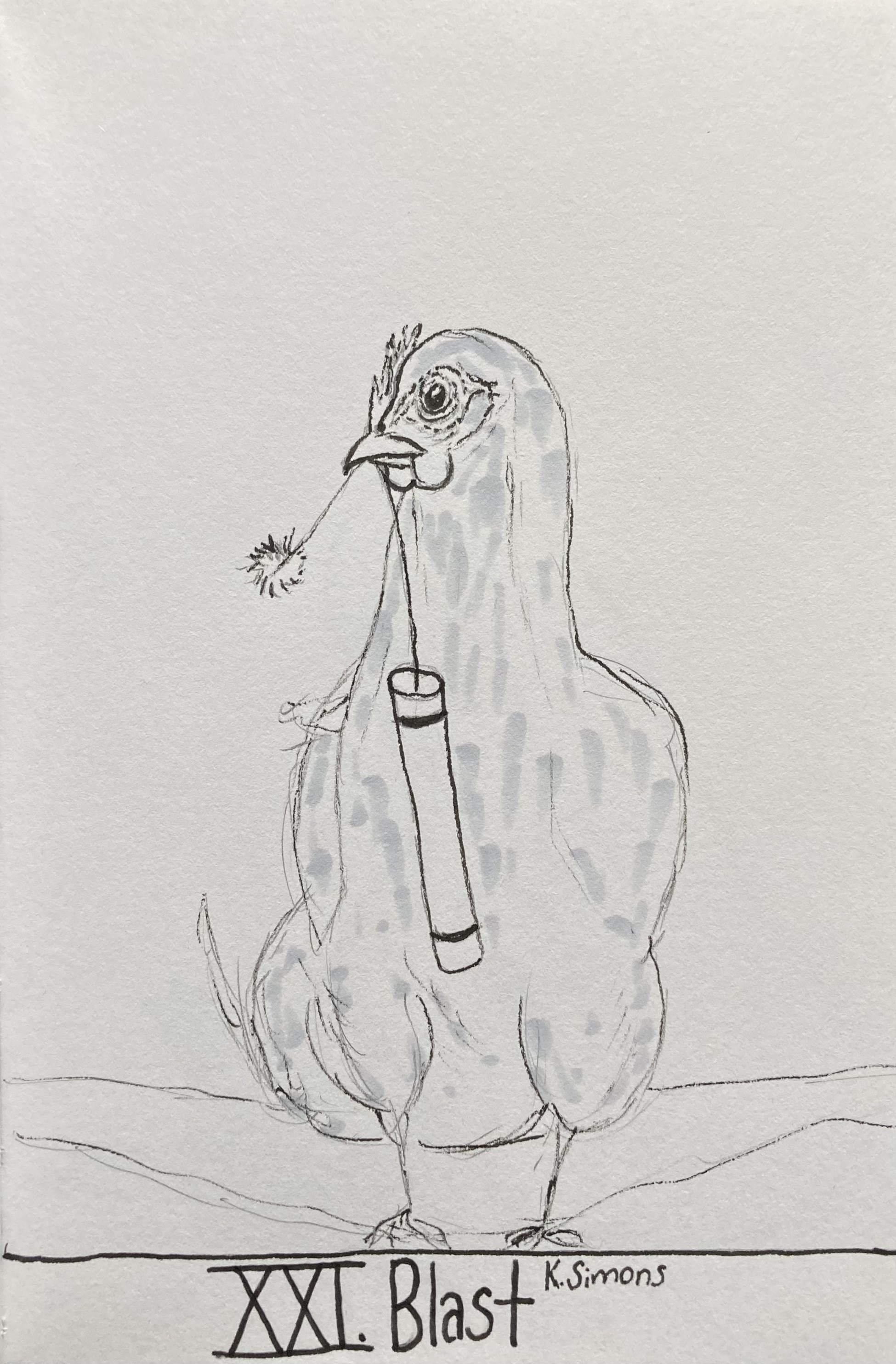 Blast (Pen, pencil & marker on paper, 4x6 inches, October 2025)