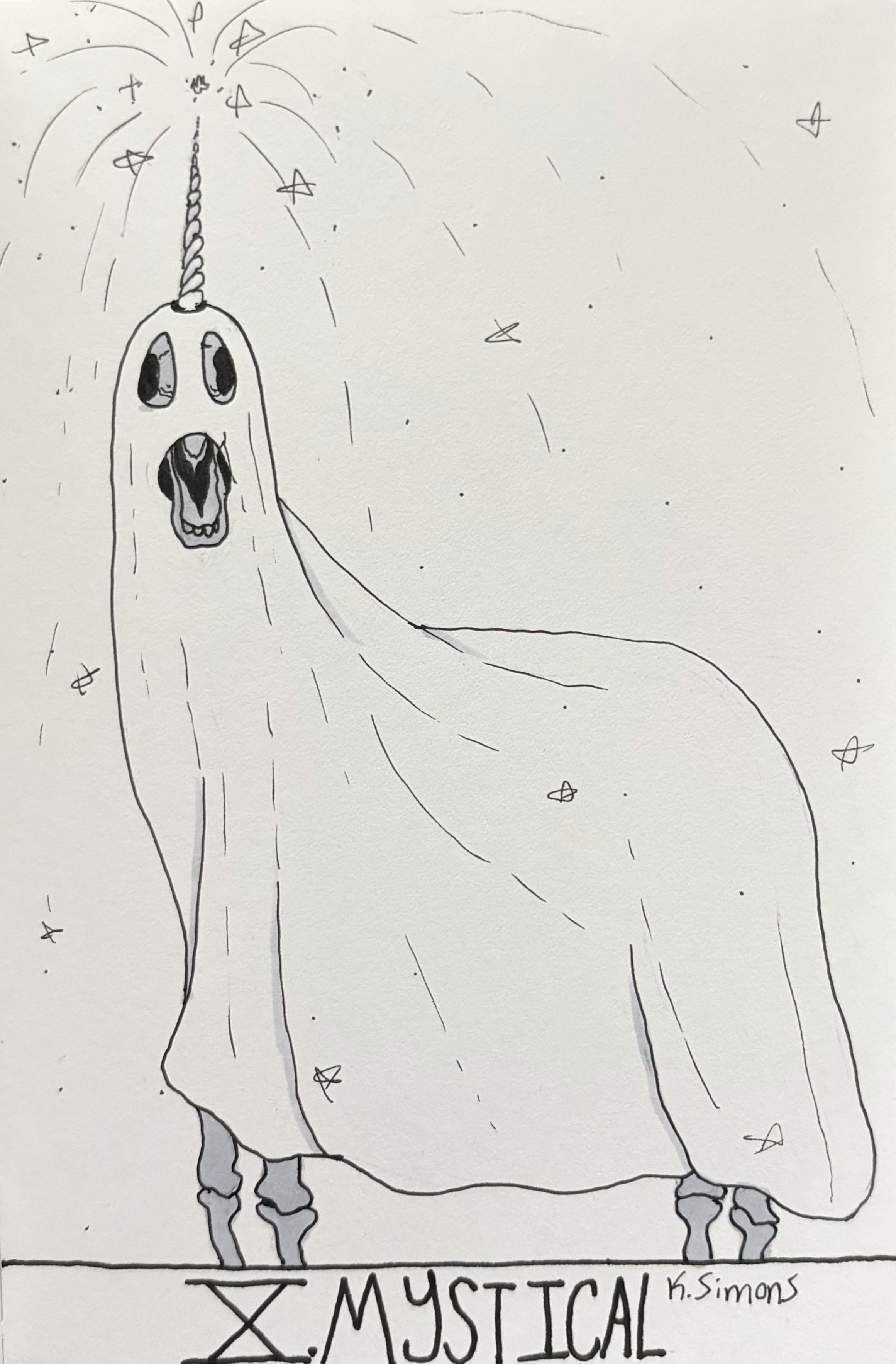 Mystical (Pen, pencil & marker on paper, 4x6 inches, October 2026)
