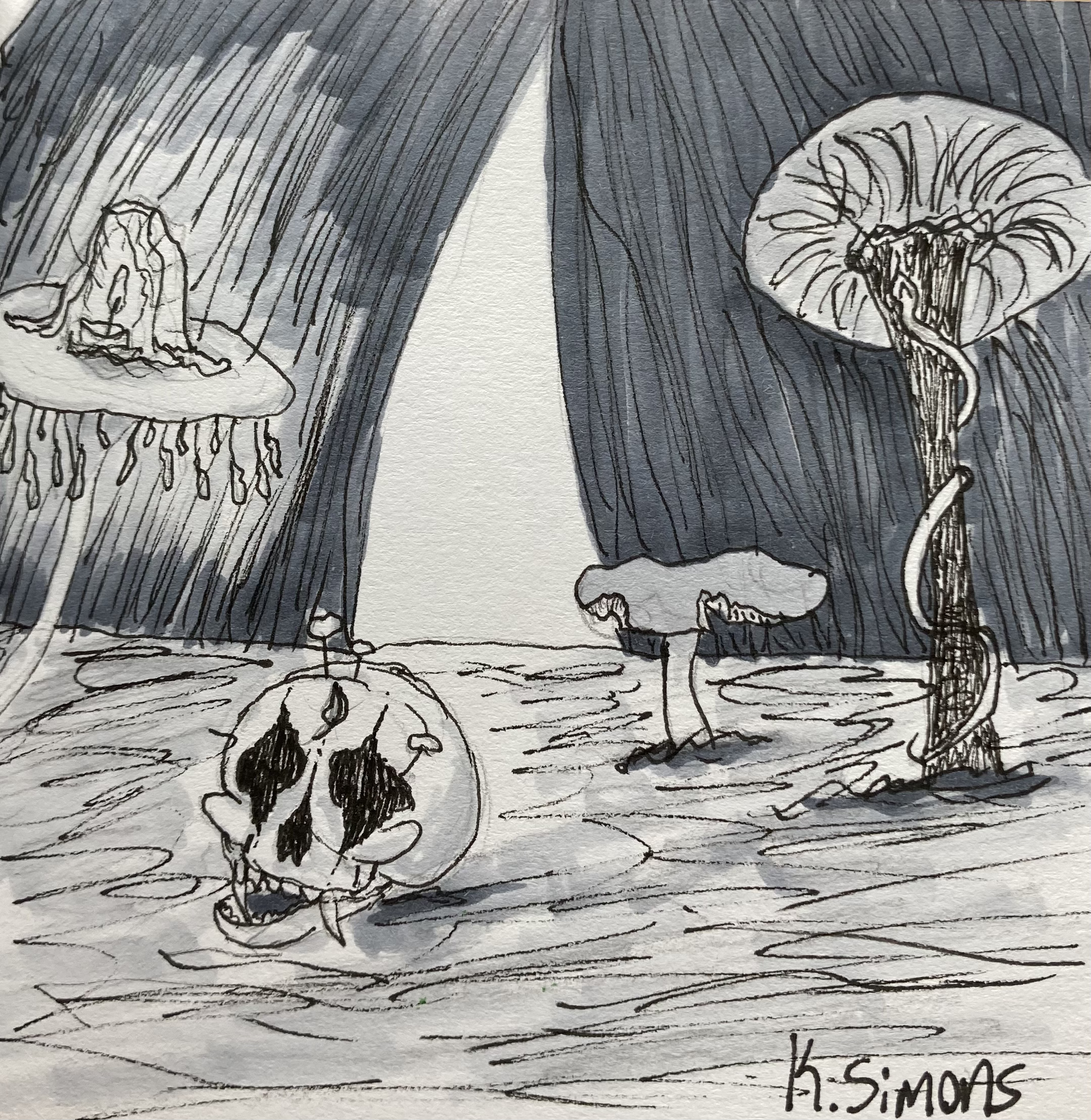 Exotic (Pen, pencil & marker on paper, 3.75x3.75 inches, October 2024)