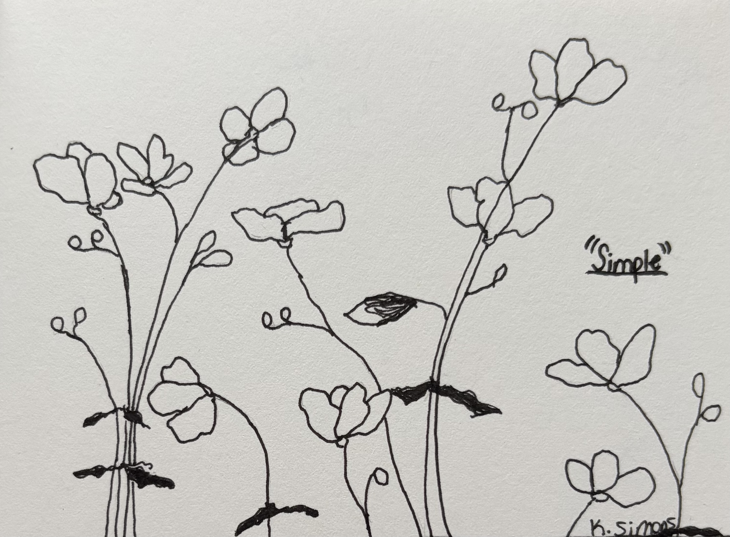 Inktober 52 #31: Simple (Pen & pencil on paper, 4x3 inches, August 2026)