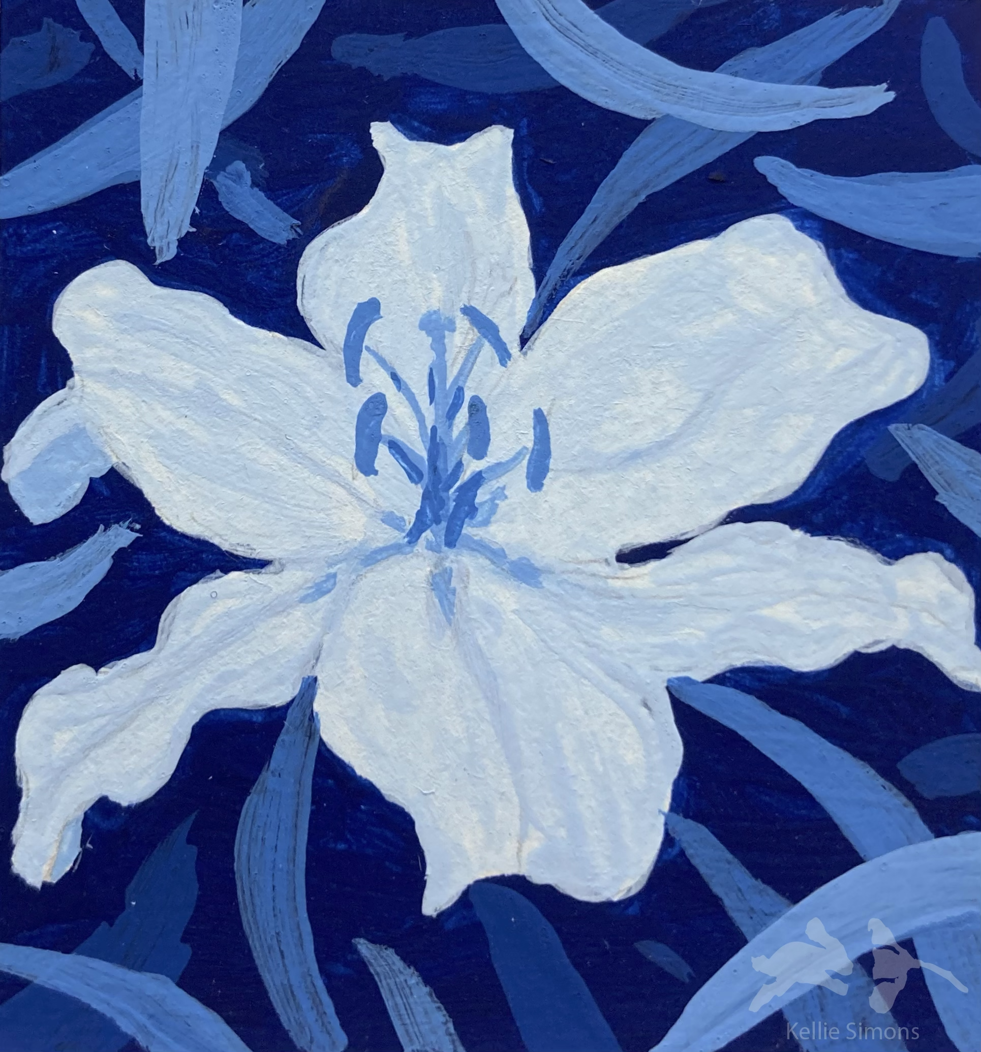 Lily (Gouache on paper, 1.75x1.75 inches, December 2025)