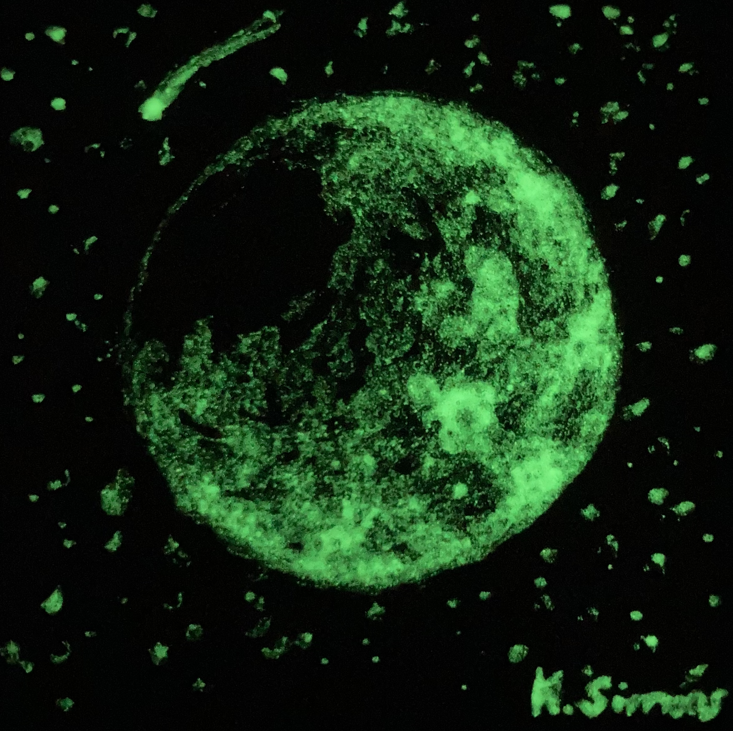 Moon Light, Phase III: Darkness (Acrylic paint medium on canvas, 2x2 inches, June 2026)