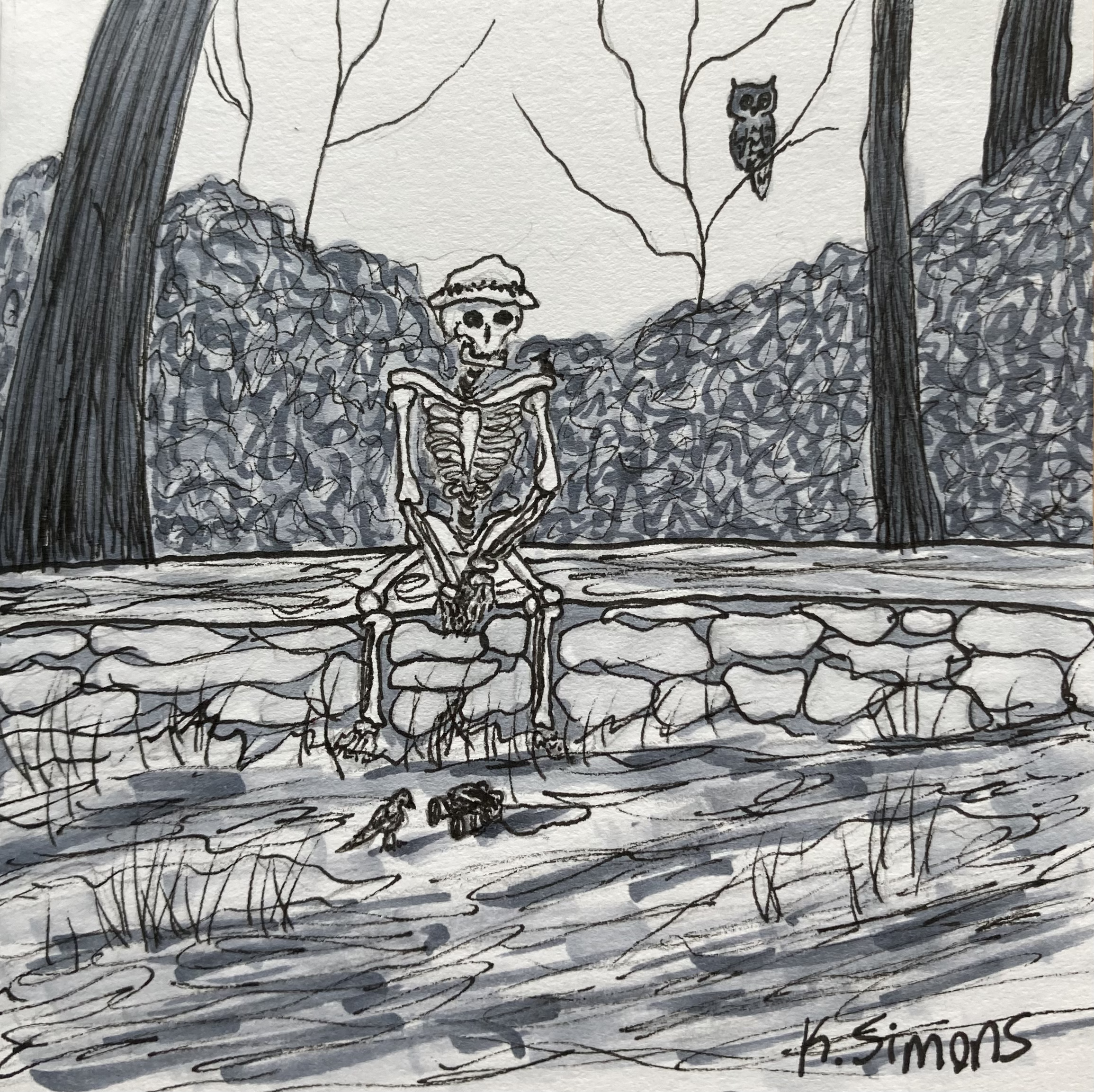 Binoculars (Pen, pencil & marker on paper, 3.75x3.75 inches, October 2024)