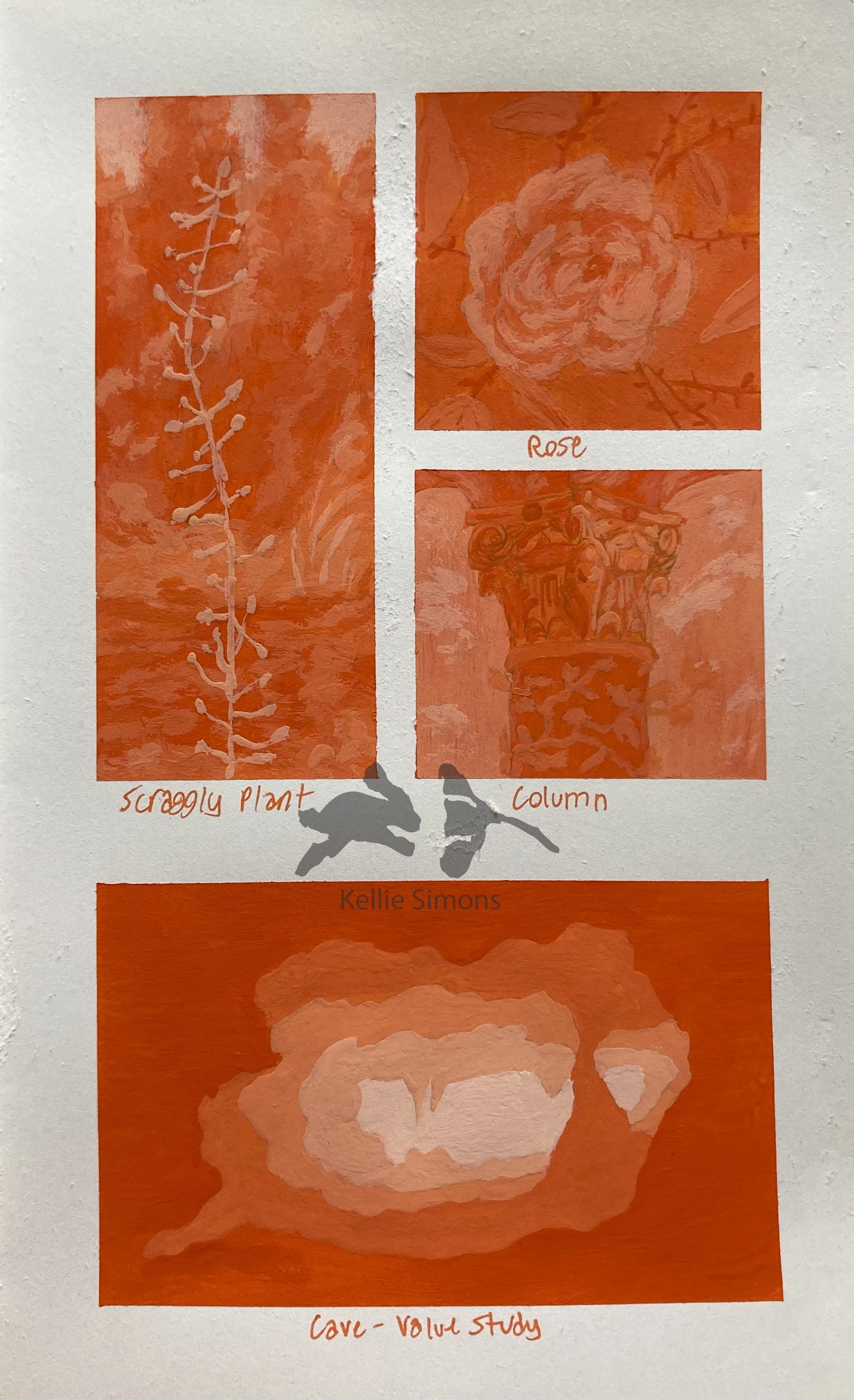 Orange Studies (Gouache on paper, 5x8 inches, June 2025)