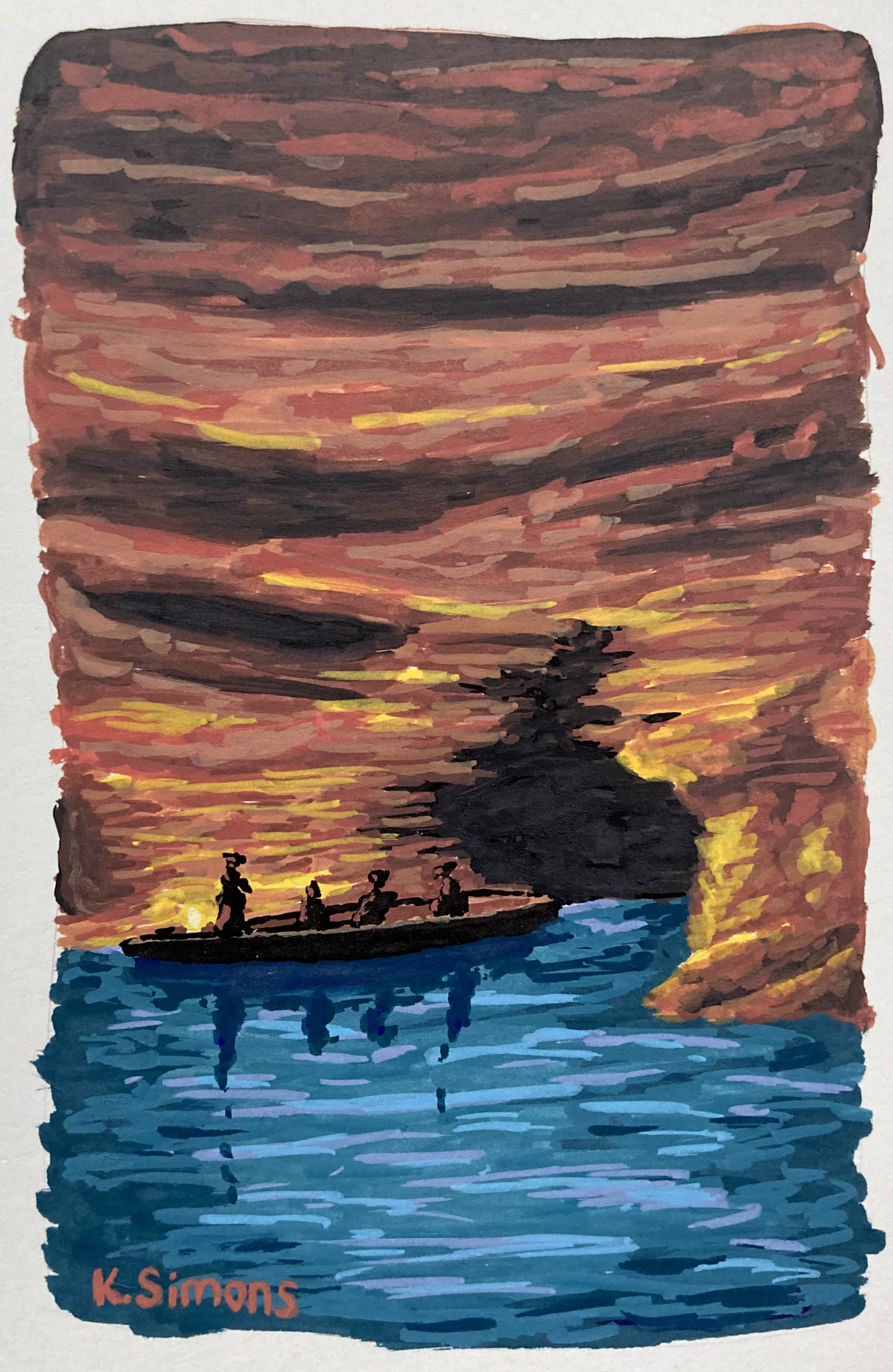 Study from a Mammoth Cave Postcard 2 (Acrylic paint marker on paper, approx. 3x4.5 inches, April 2026)