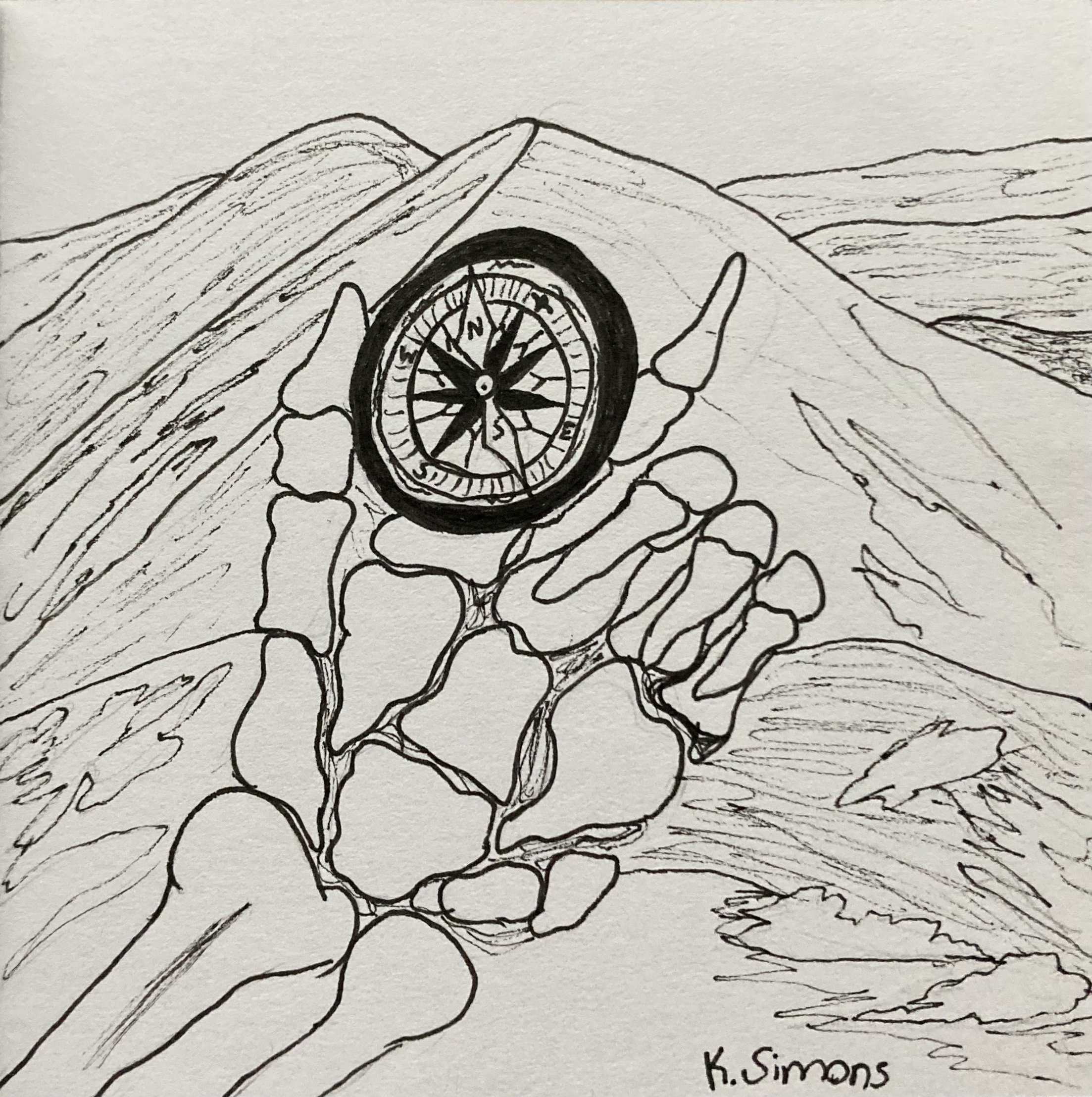 Navigator (Pen & pencil on paper, 3.75x3.75 inches, October 2024)