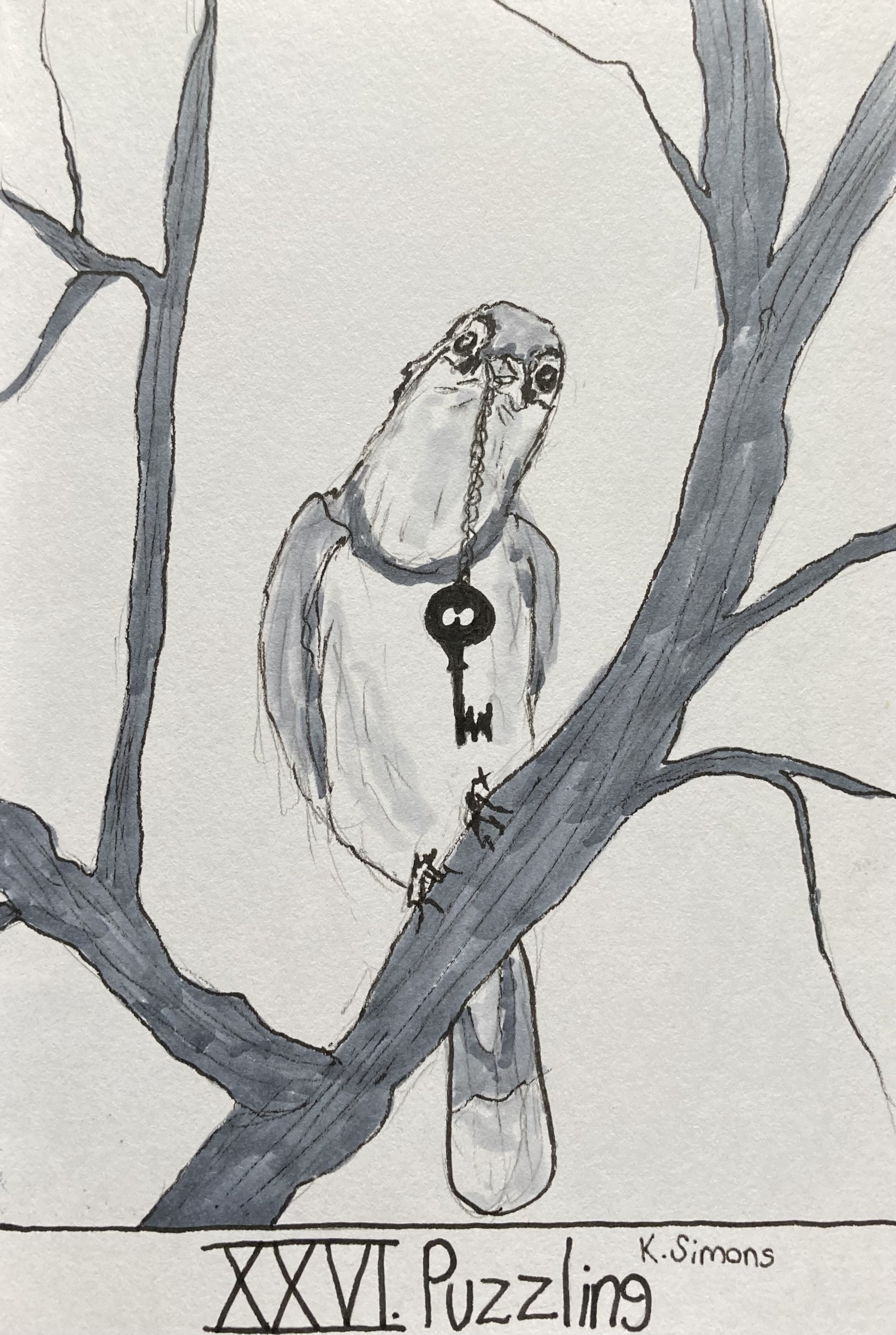 Puzzling (Pen, pencil & marker on paper, 4x6 inches, October 2025)