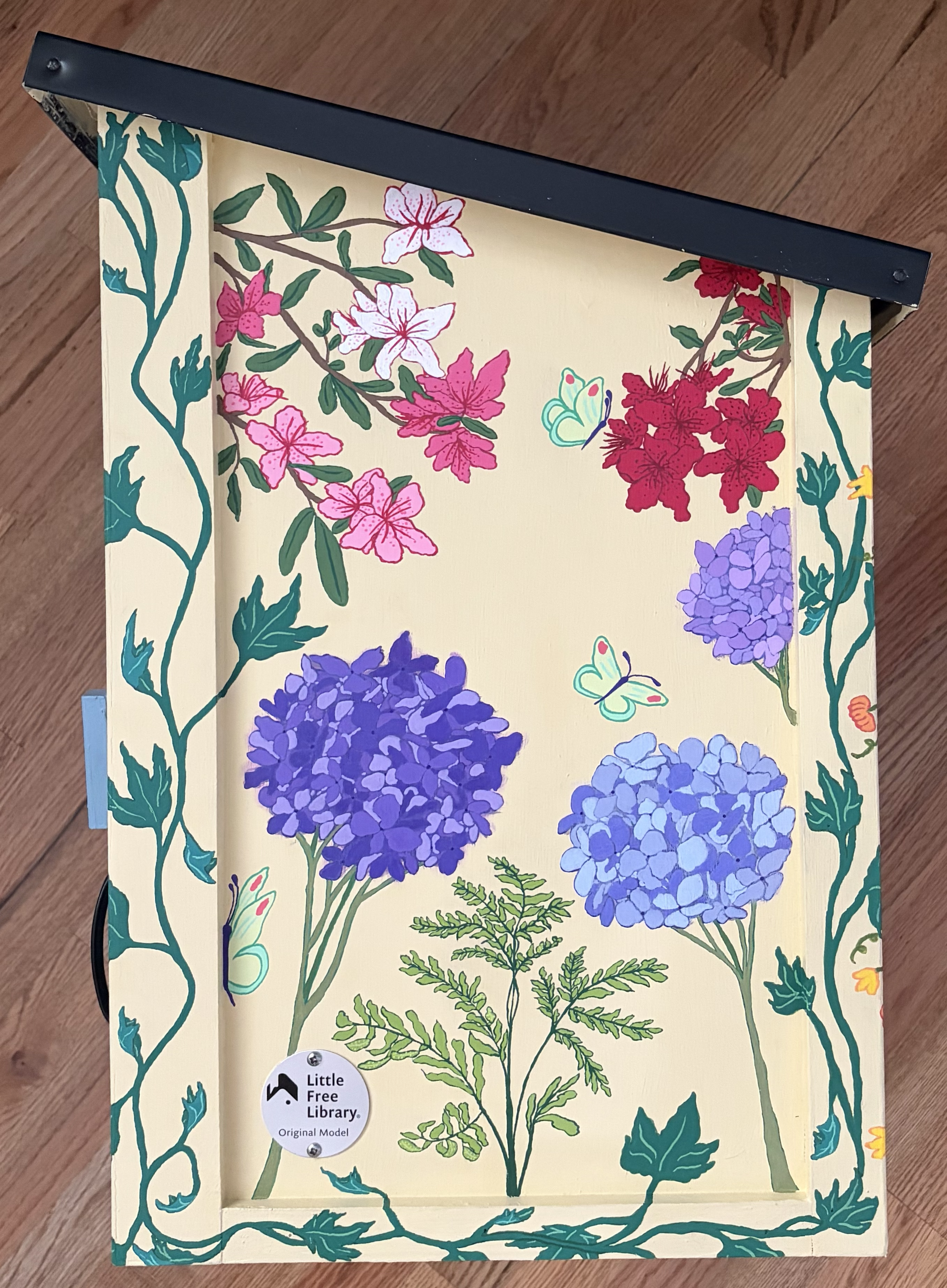 Little Free Library - Side 1 (Acrylic paint marker on wood, approx. 14x18 and 14x22 inches, May 2026)