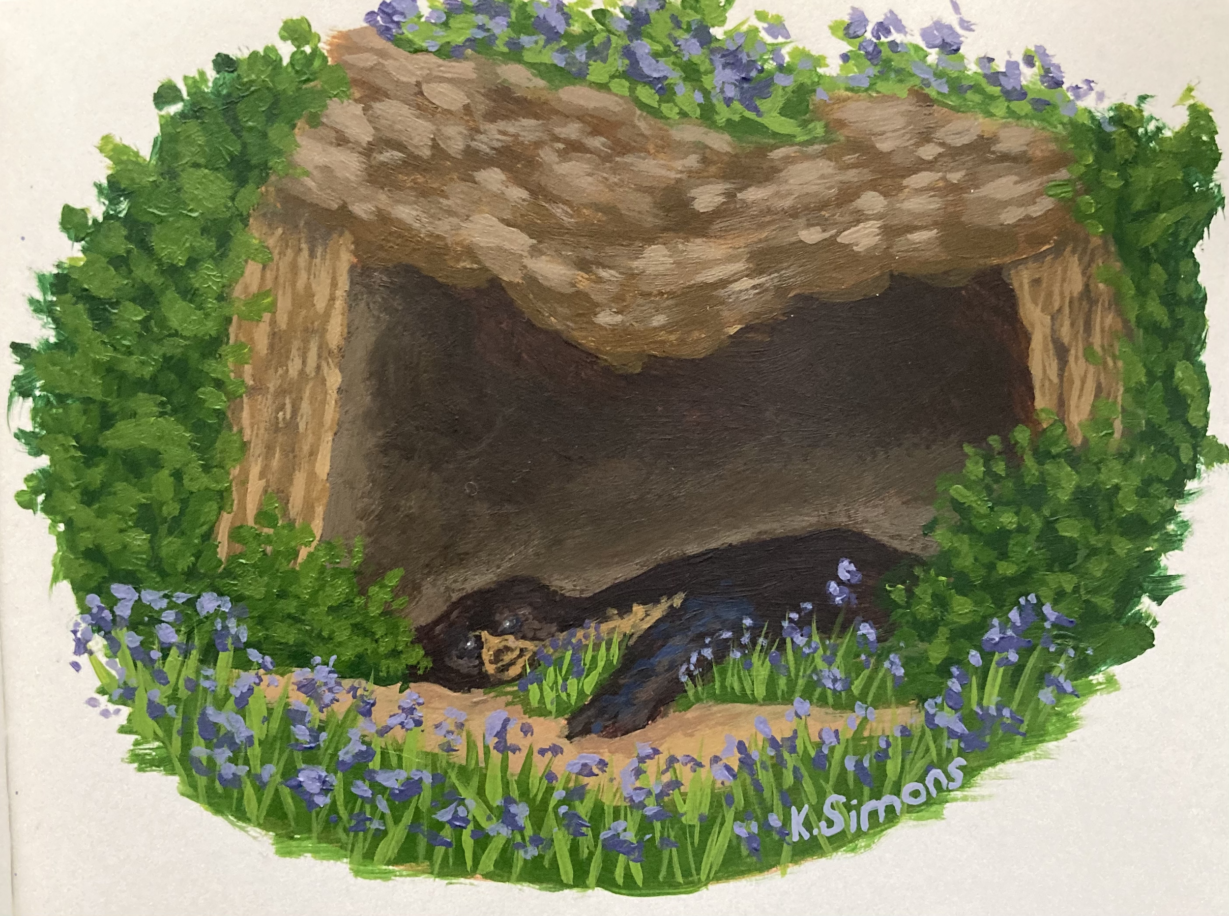 Cozy Bear (Acrylic on paper, approx. 4.5x3.5 inches, March 2026)