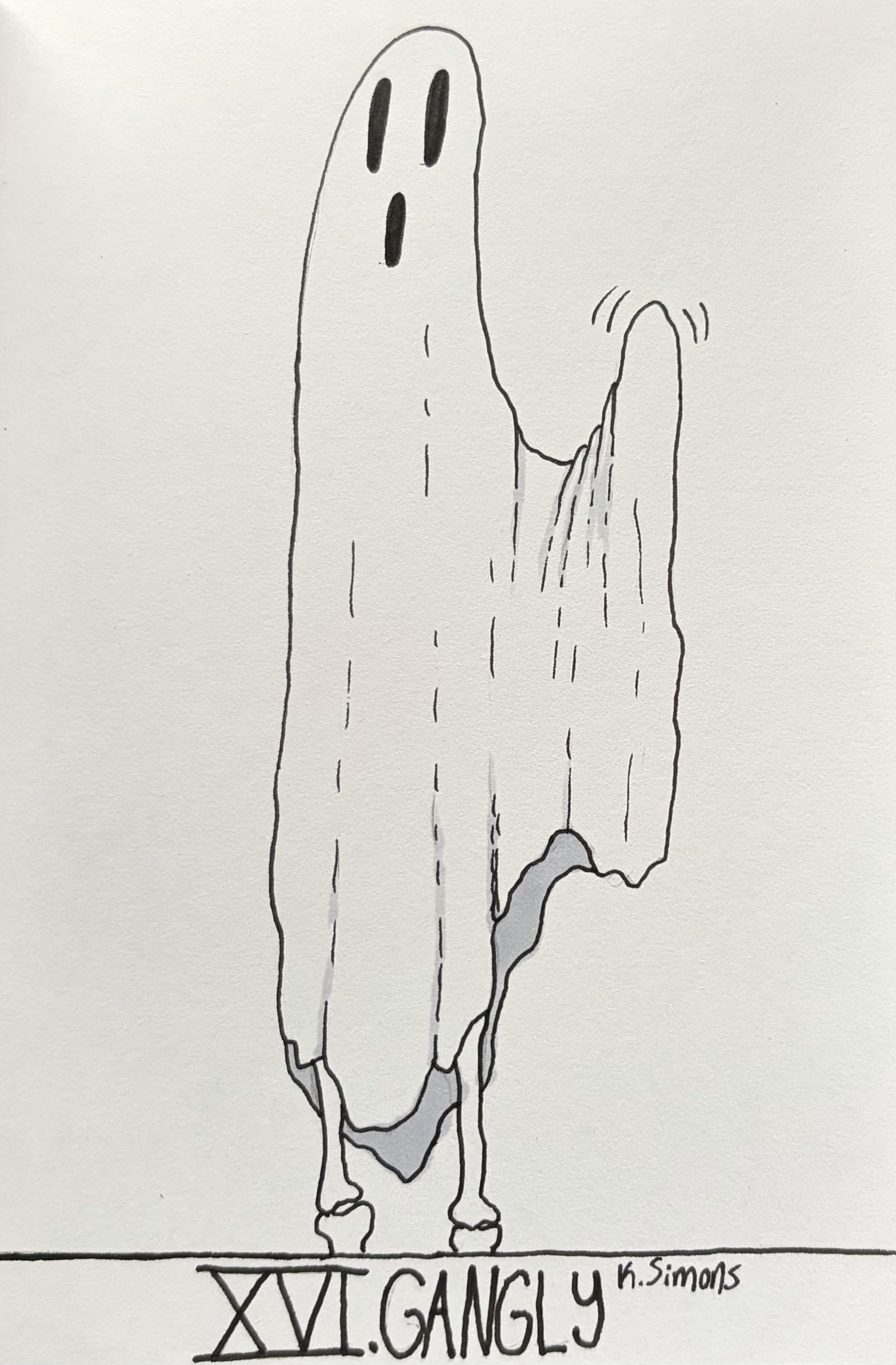 Gangly (Pen, pencil & marker on paper, 4x6 inches, October 2026)