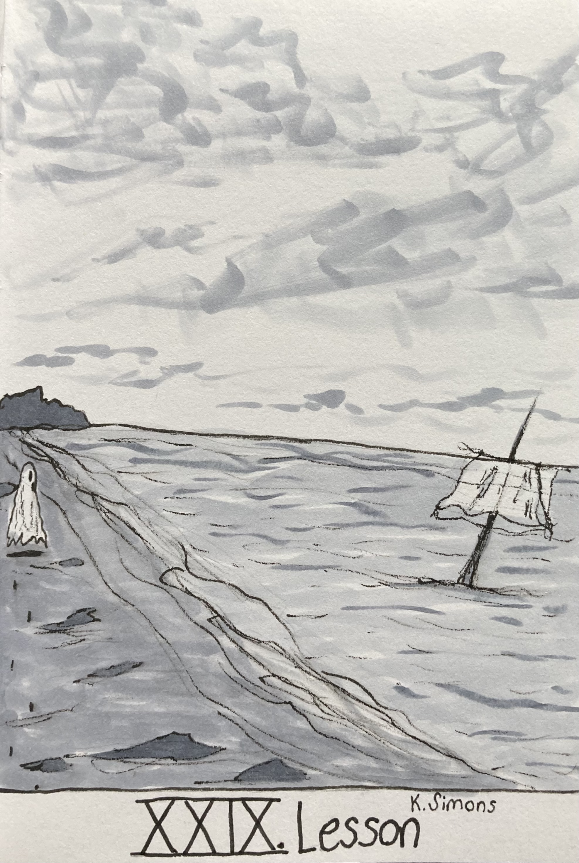 Lesson (Pen, pencil & marker on paper, 4x6 inches, October 2025)