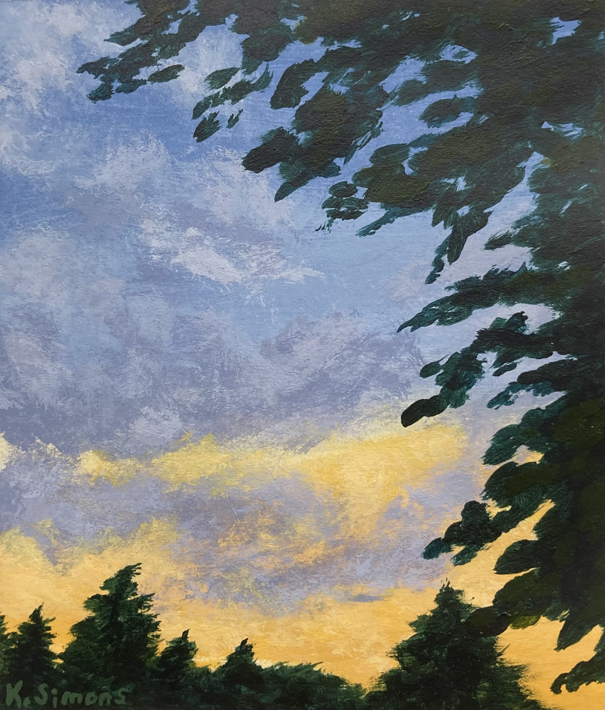 Sunset Study II (Acrylic on paper, 3.25x3.75 inches, September 2025)