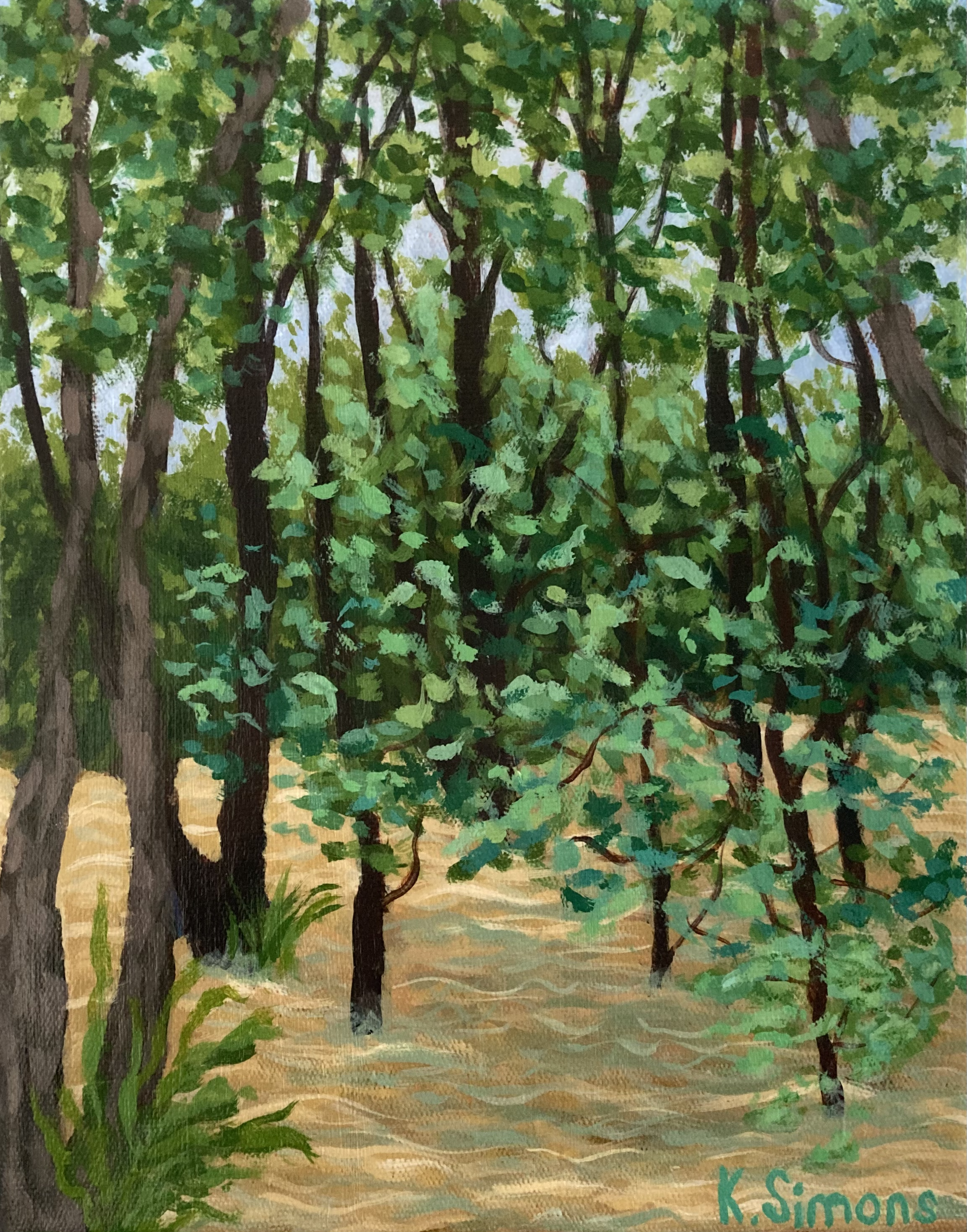 Flooded Forest (Acrylic on canvas, 8x10 inches, March 2026)