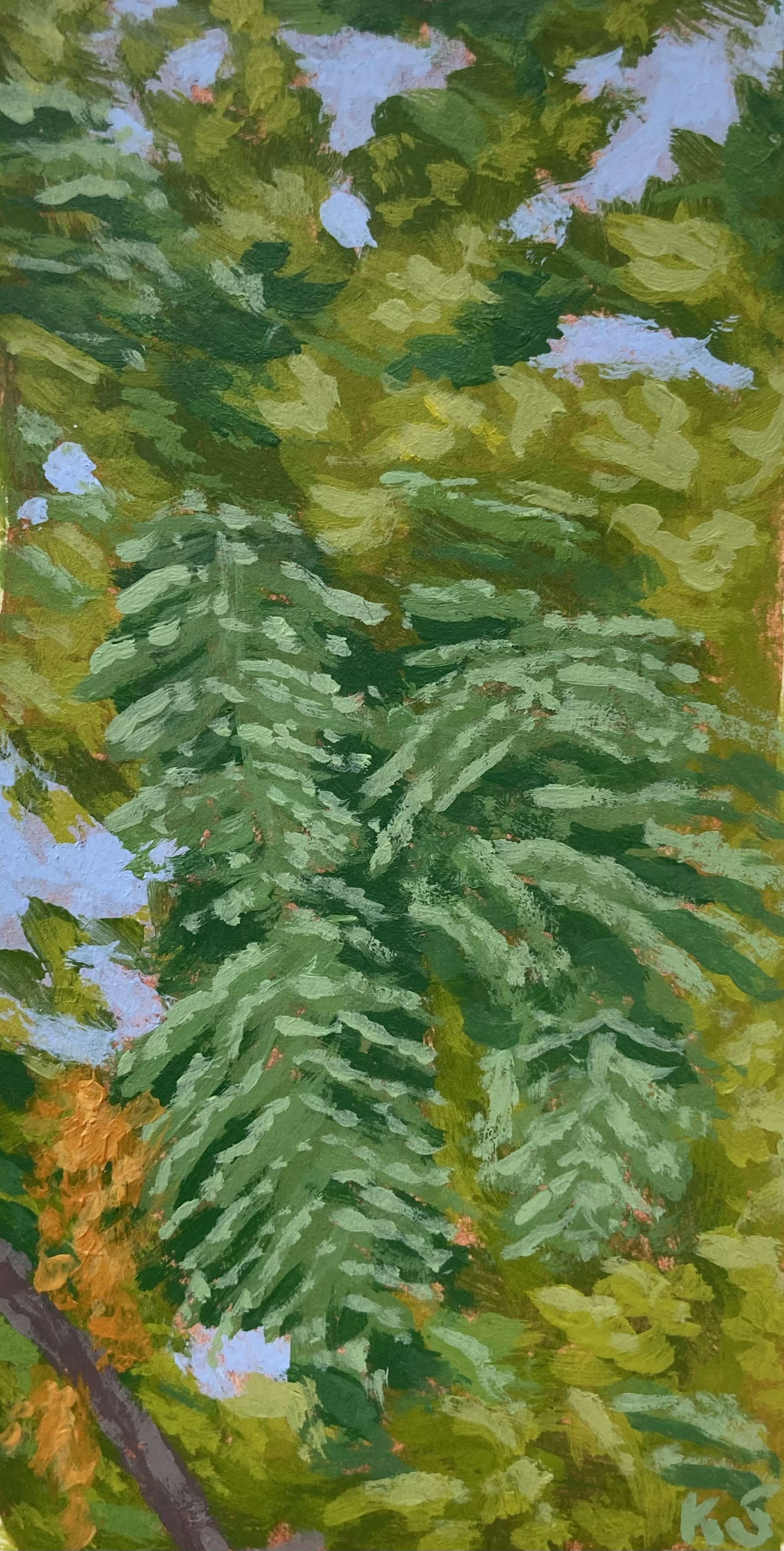 Ferns (Acrylic on paper, 2x3.75 inches, January 2026)