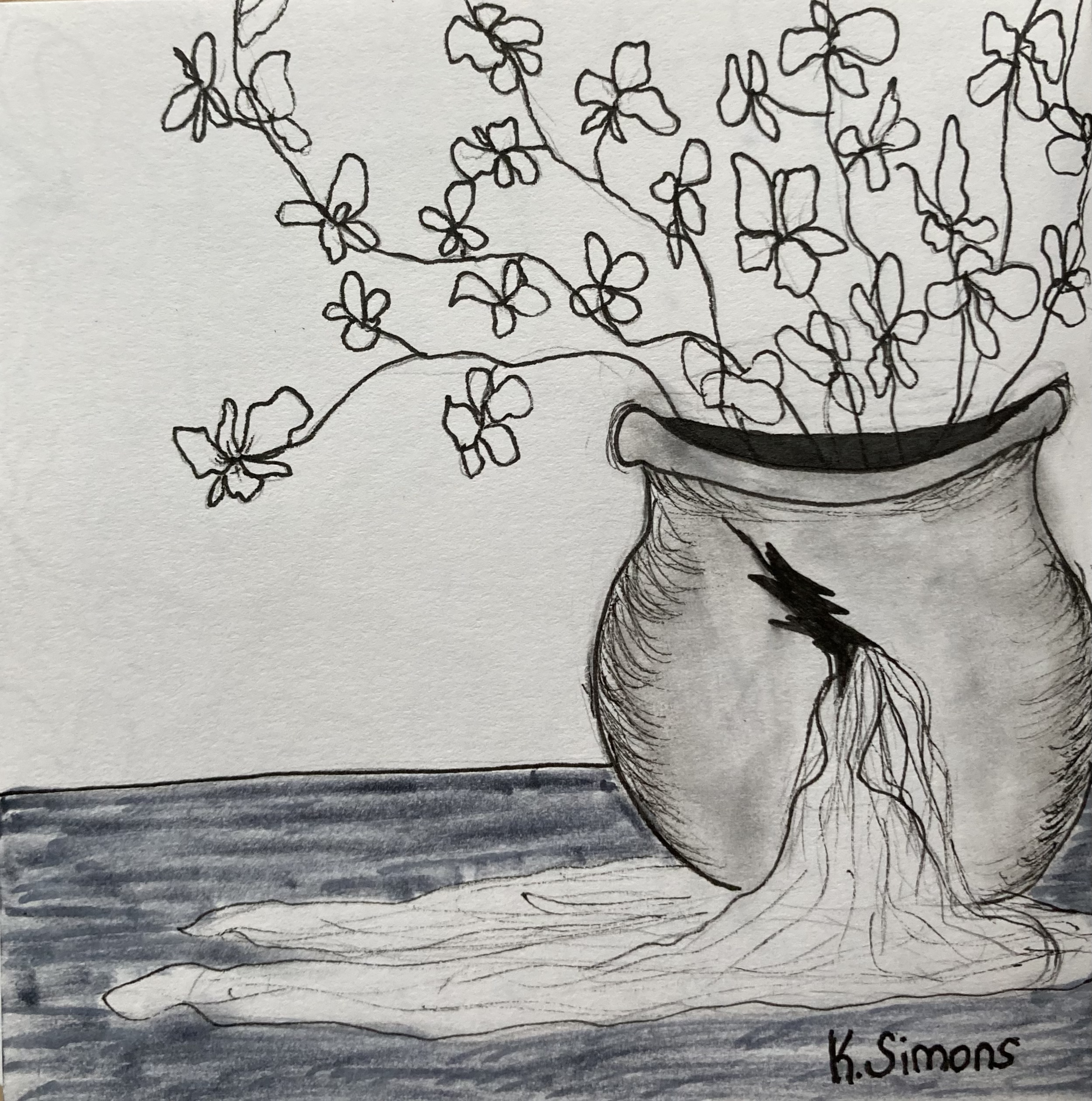 Aquarius Revisited (Pen, pencil & marker on paper, 3.75x3.75 inches, February 2025)