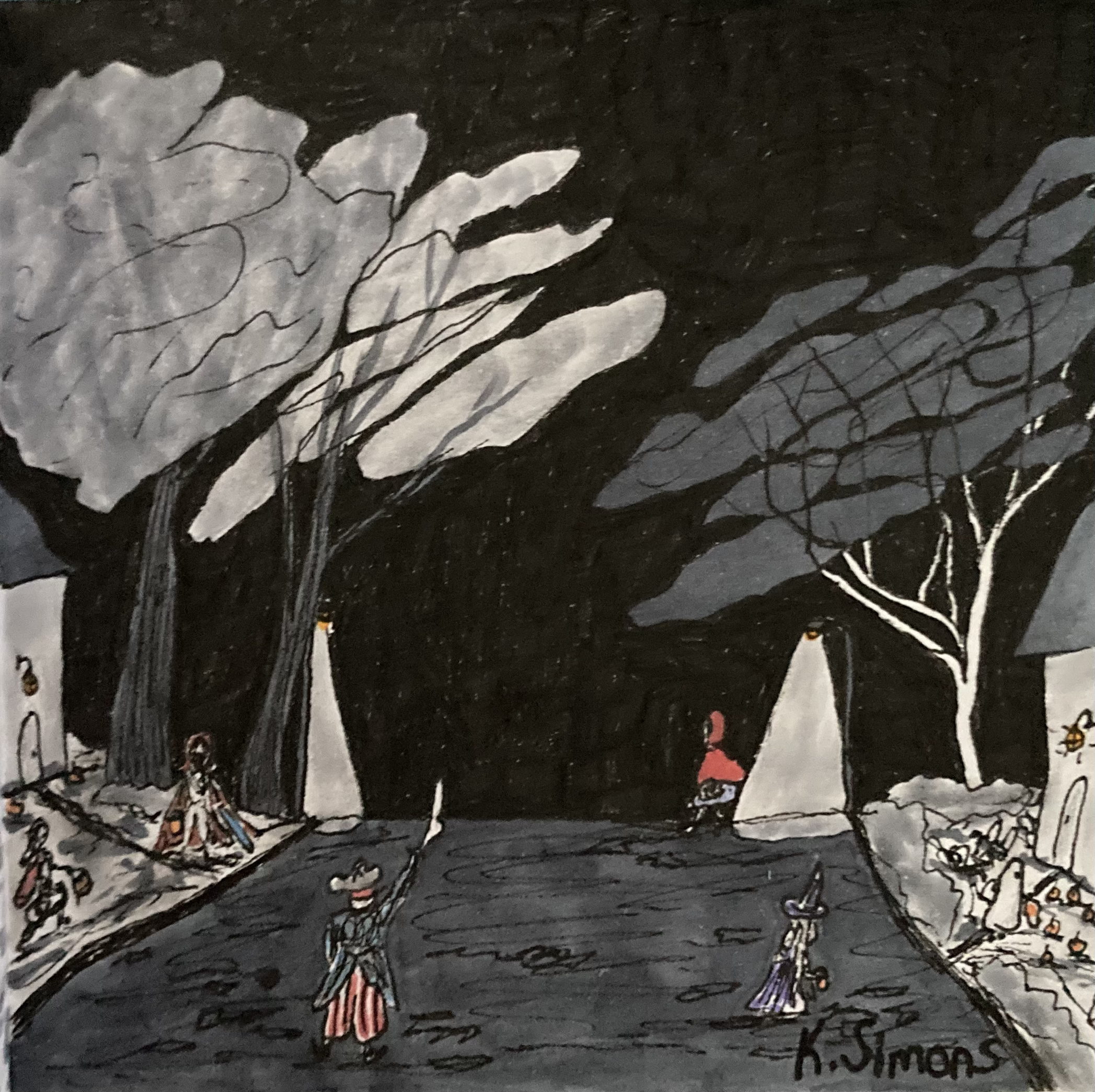 Roam (Pen, pencil & marker on paper, 3.75x3.75 inches, October 2024)